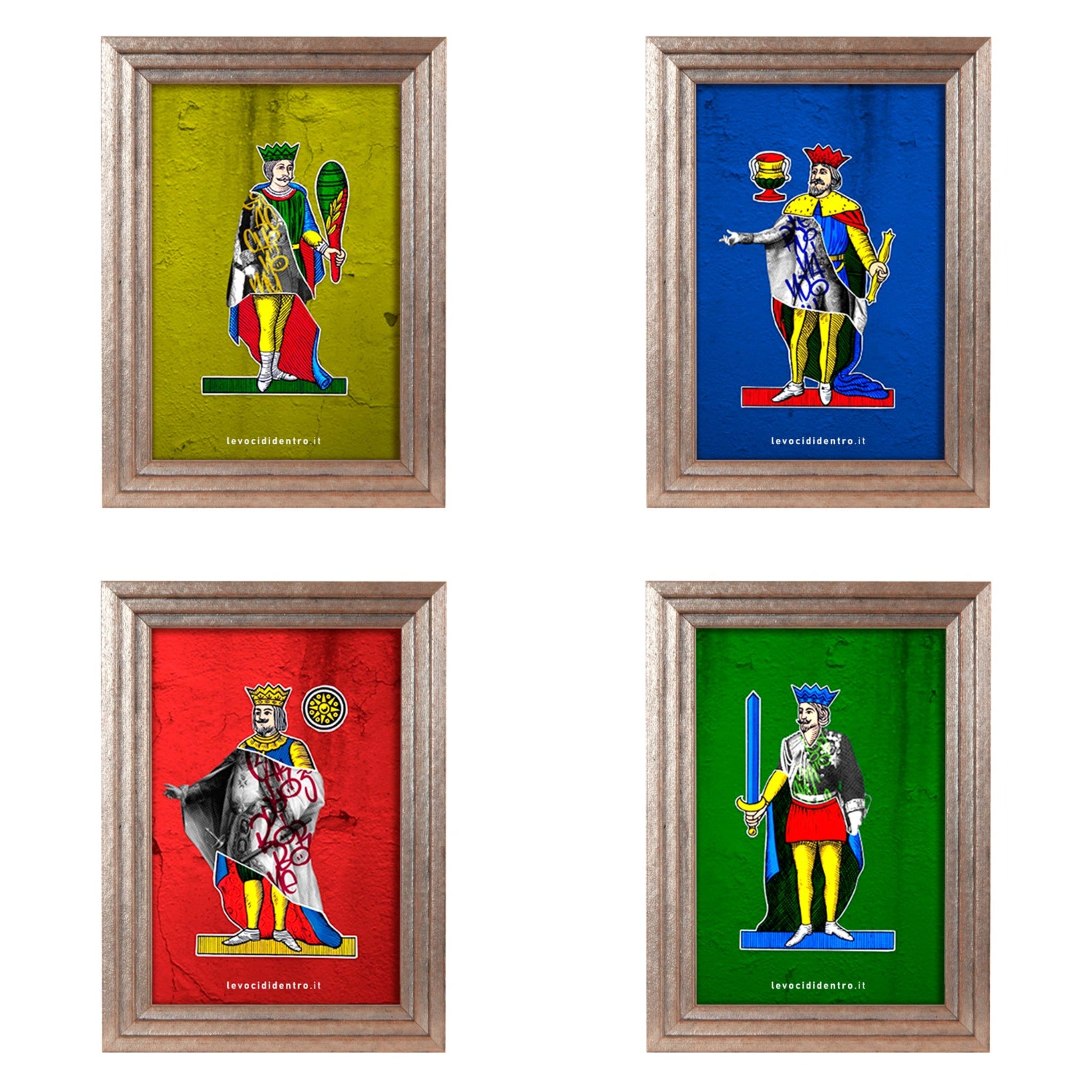 Collezioni carte - grafica d'autore sui Re di Napoli con cornice artigianale italiana
