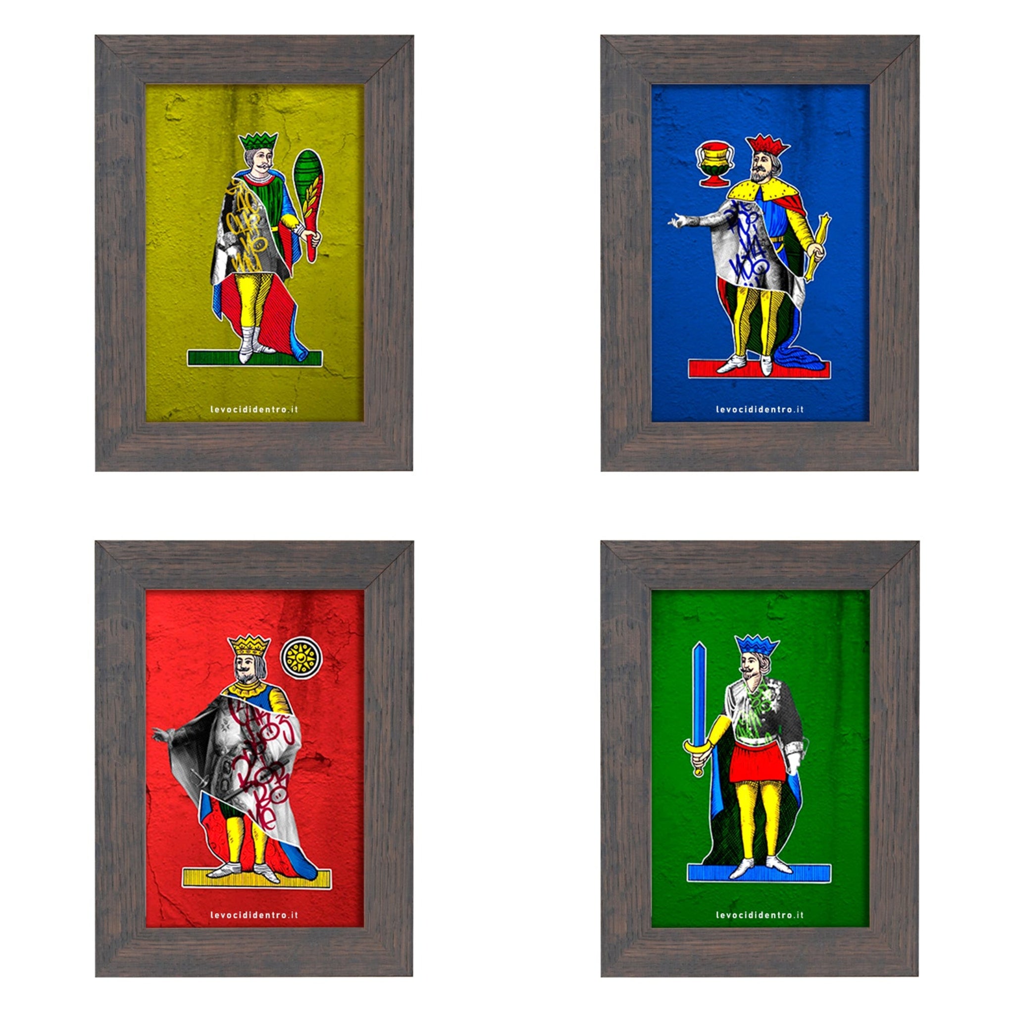 Collezioni carte - grafica d'autore sui Re di Napoli con cornice artigianale italiana