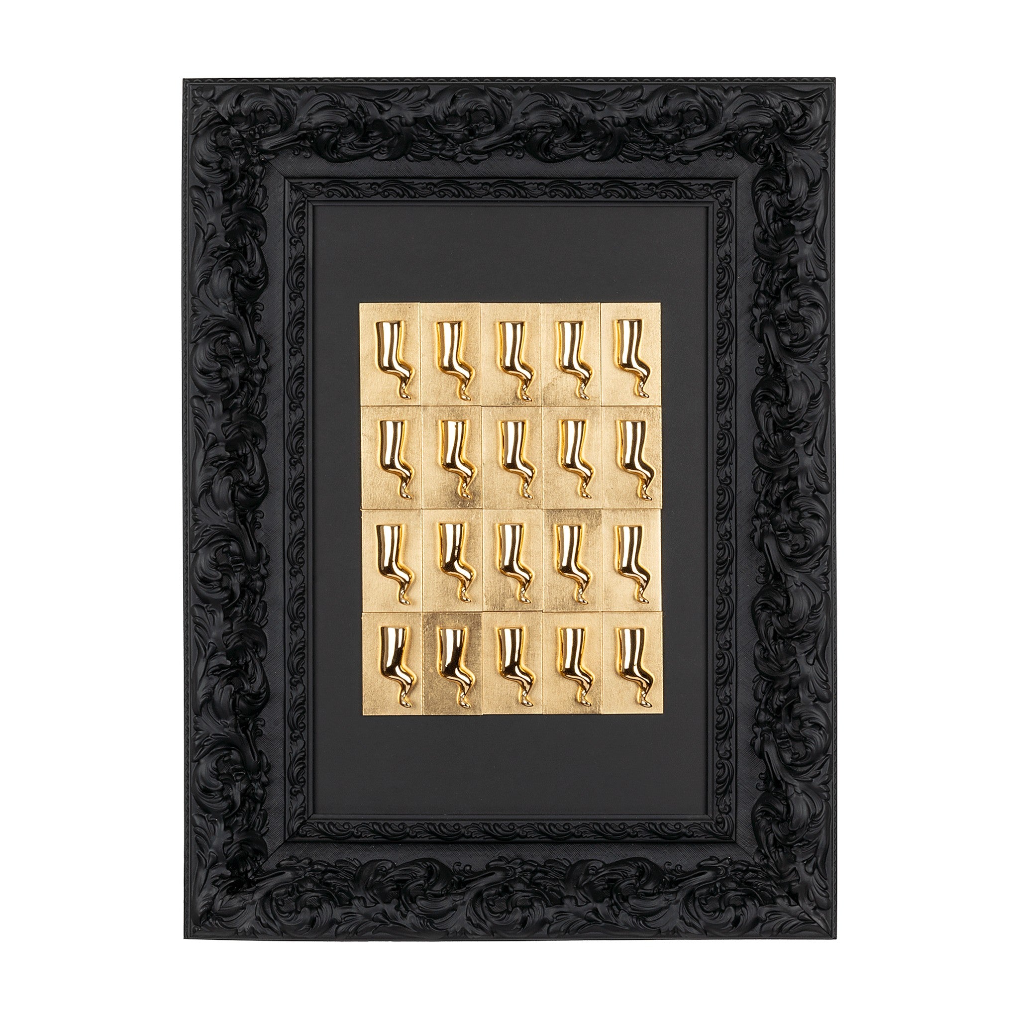 Horns - painting with resin sculptures with Italian handcrafted frame