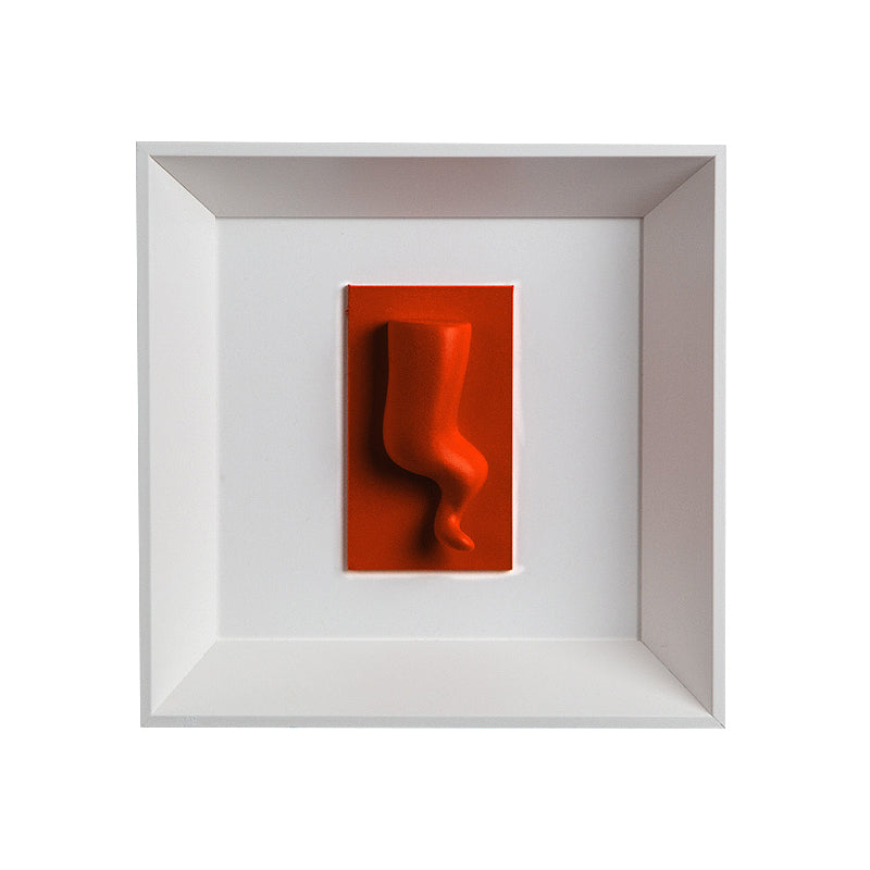 Horn - colored sculpture on a white background painting and an Italian handcrafted frame