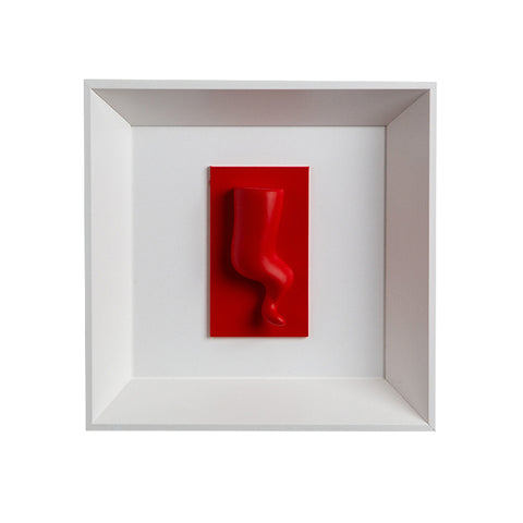 Horn - colored sculpture on a white background painting and an Italian handcrafted frame