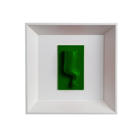 Horn - colored sculpture on a white background painting and an Italian handcrafted frame