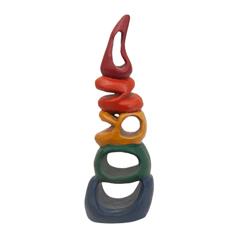 Corno con lettere - scultura in terracotta dipinta con acrilico (vers.grande)