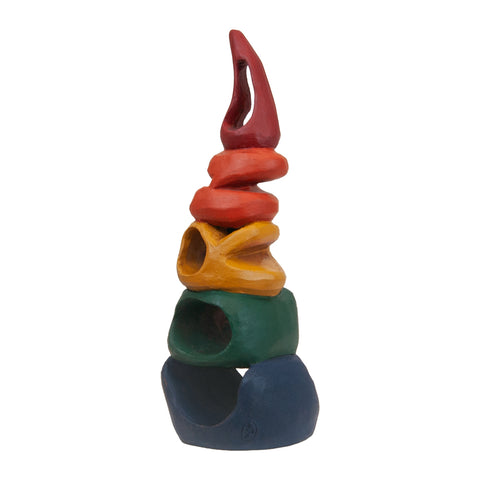 Corno con lettere - scultura in terracotta dipinta con acrilico (vers.grande)