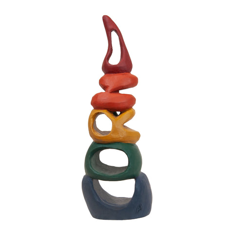 Corno con lettere - scultura in terracotta dipinta con acrilico (vers.grande)