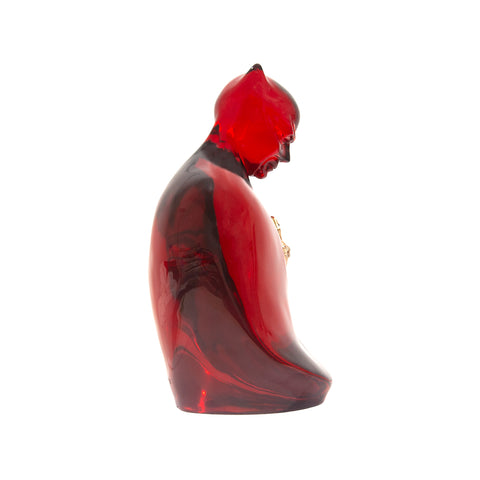 Man in black - scultura in resina trasparente rossa e cuore in oro cromato (vers.27x18 cm)