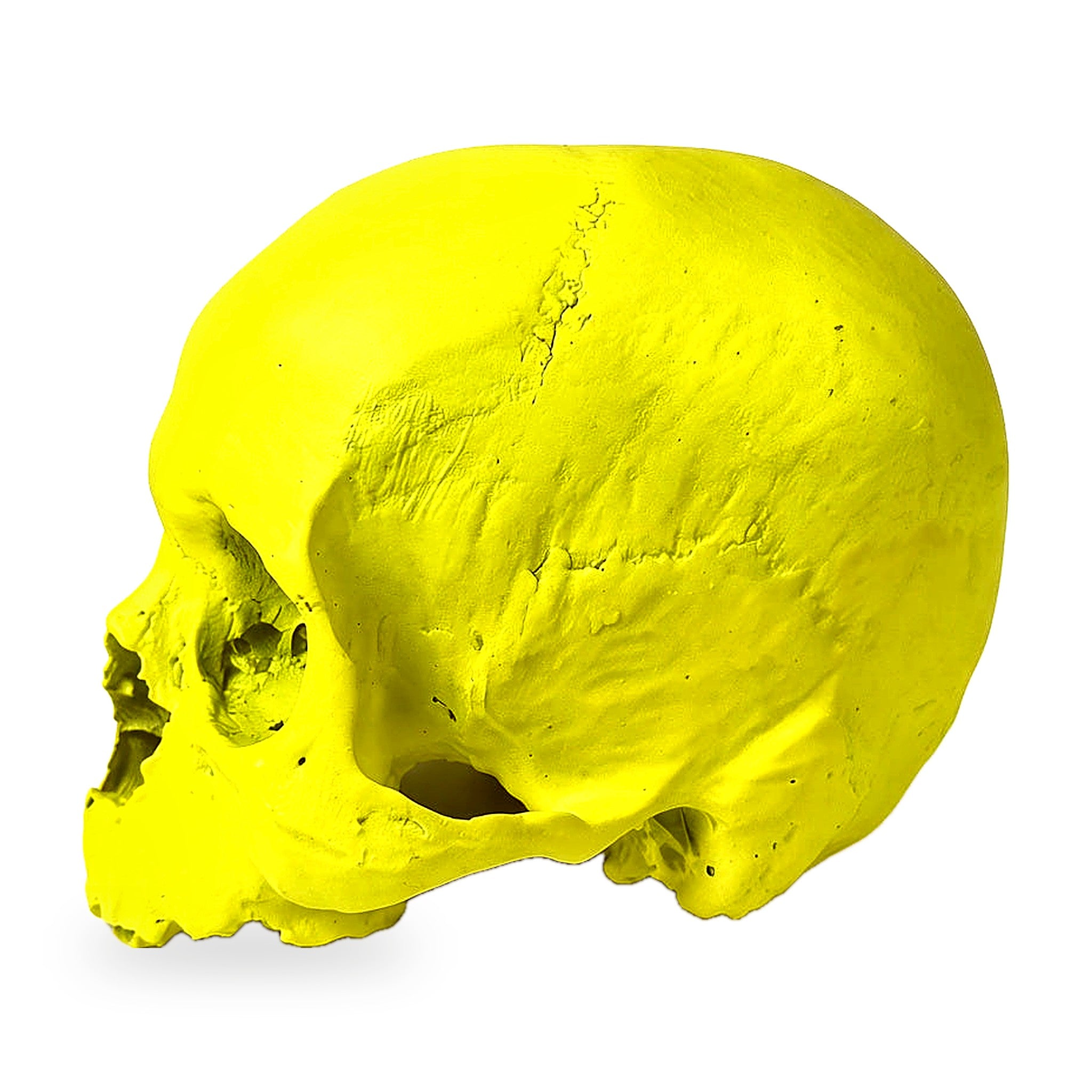 'E capuzzelle, il Culto delle Anime Pezzentelle - Teschi scultura in resina giallo fluo da 14cm