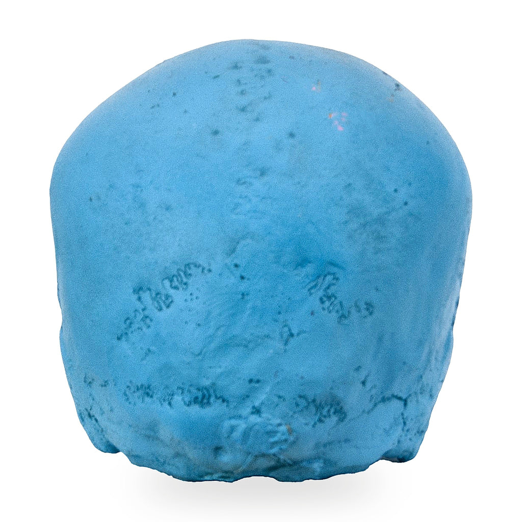 'E capuzzelle, il Culto delle Anime Pezzentelle - Teschi scultura in resina azzurra opaca da 14cm