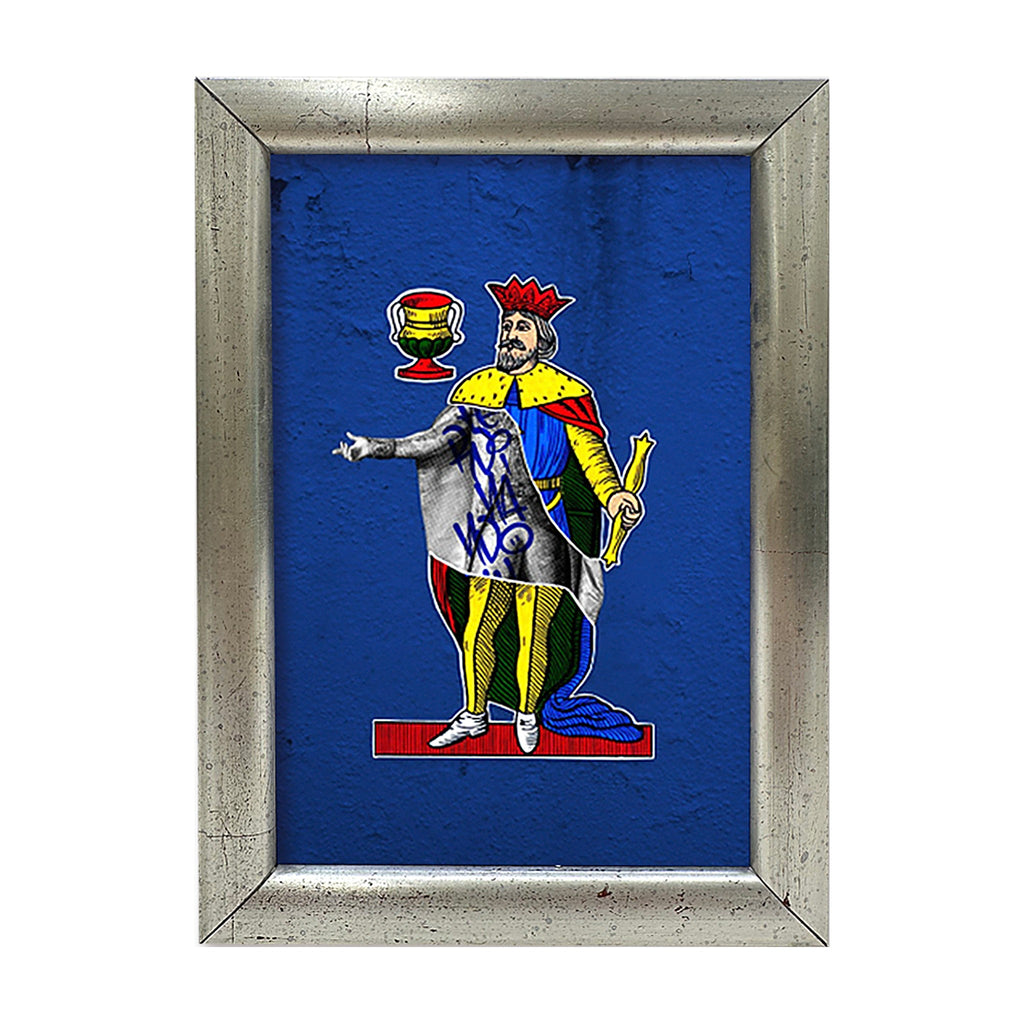 Ferdinand IV, the 10 of Cups - Spacc 'o Mazz, author graphics on the Kings of Naples with Italian handcrafted frame