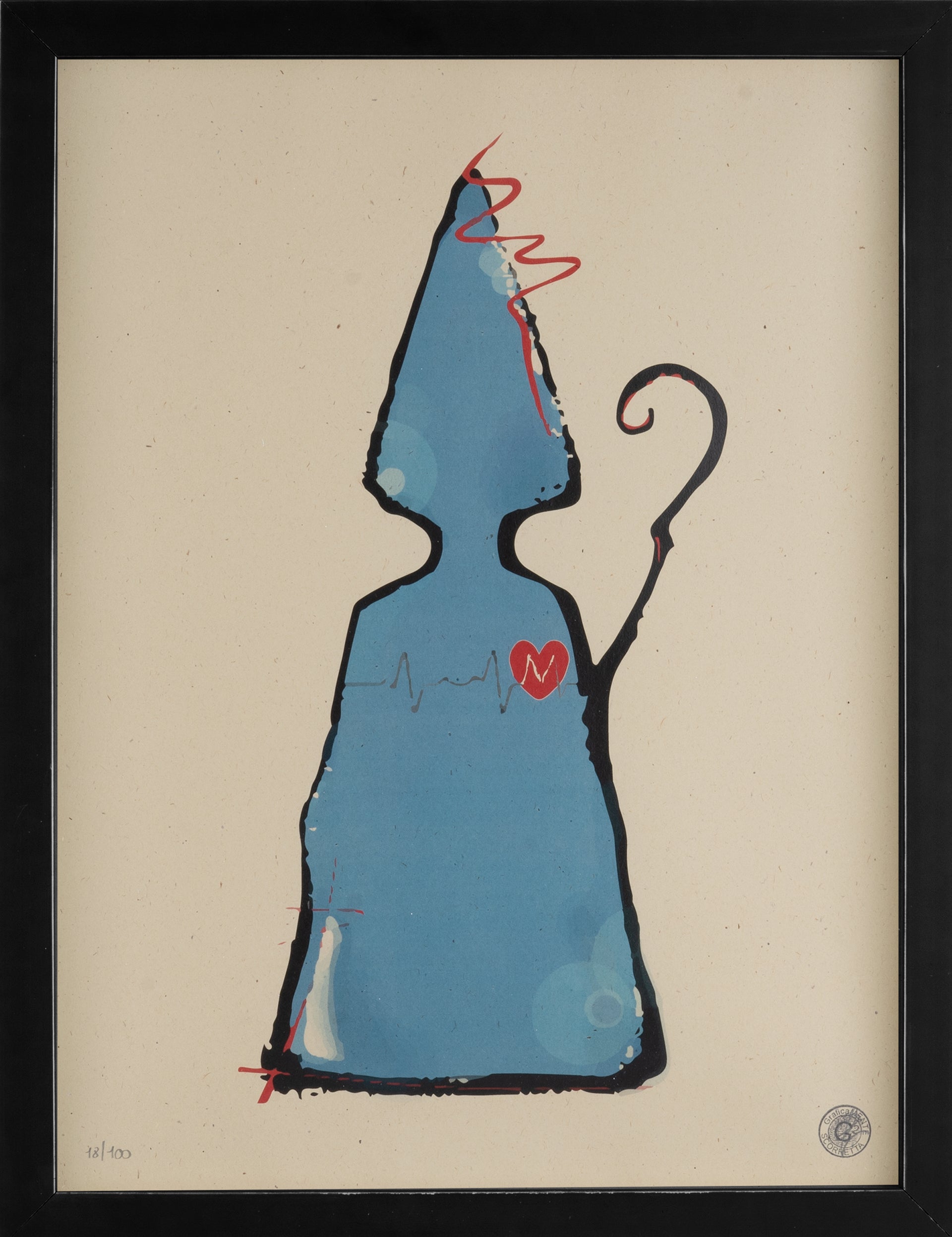 San GennHeart- grafica d'autore Special G numerata con cornice artigianale italiana