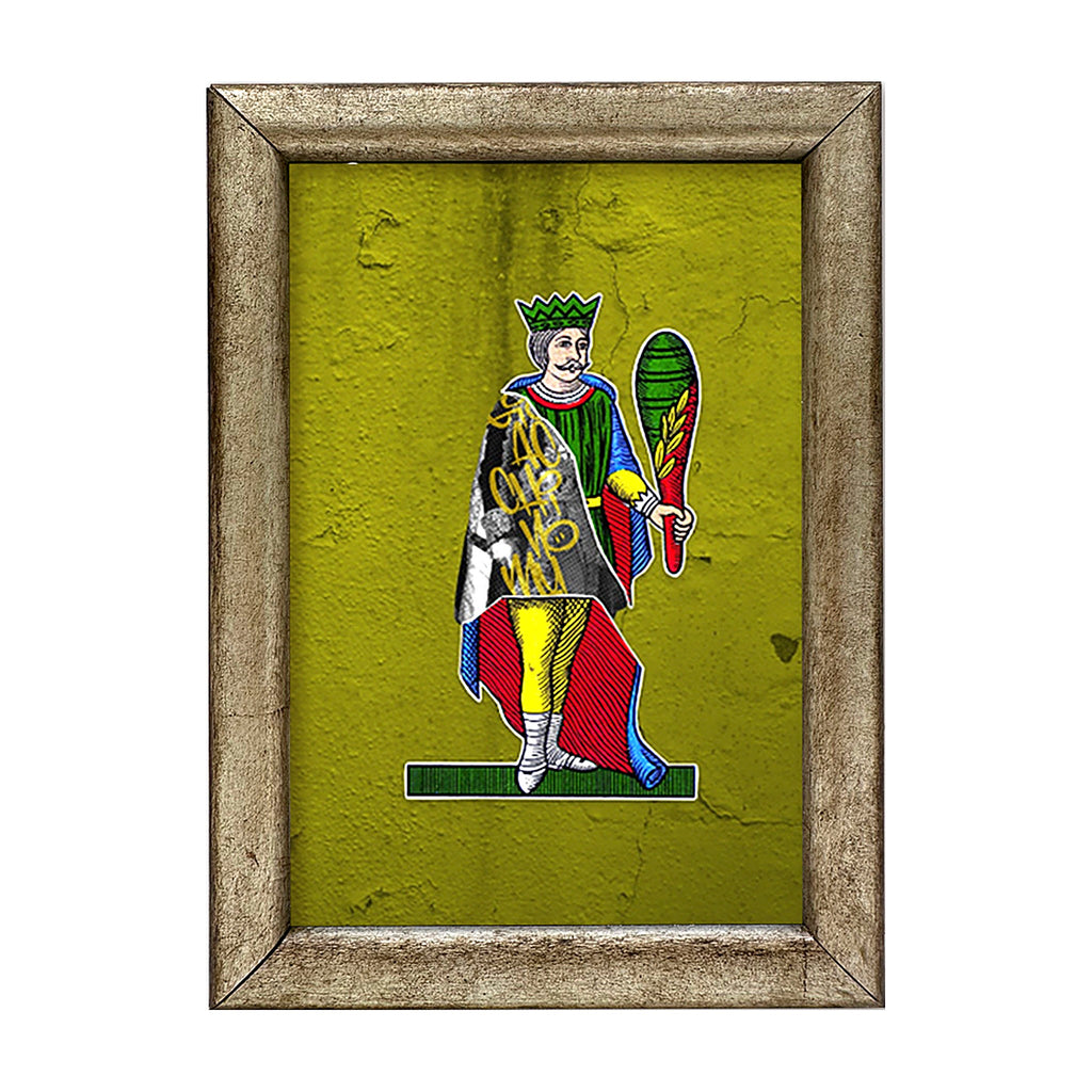 Gioacchino Murat, the 10 of Bastoni - Spacc 'o Mazz, author graphics on the Kings of Naples with Italian handcrafted frame