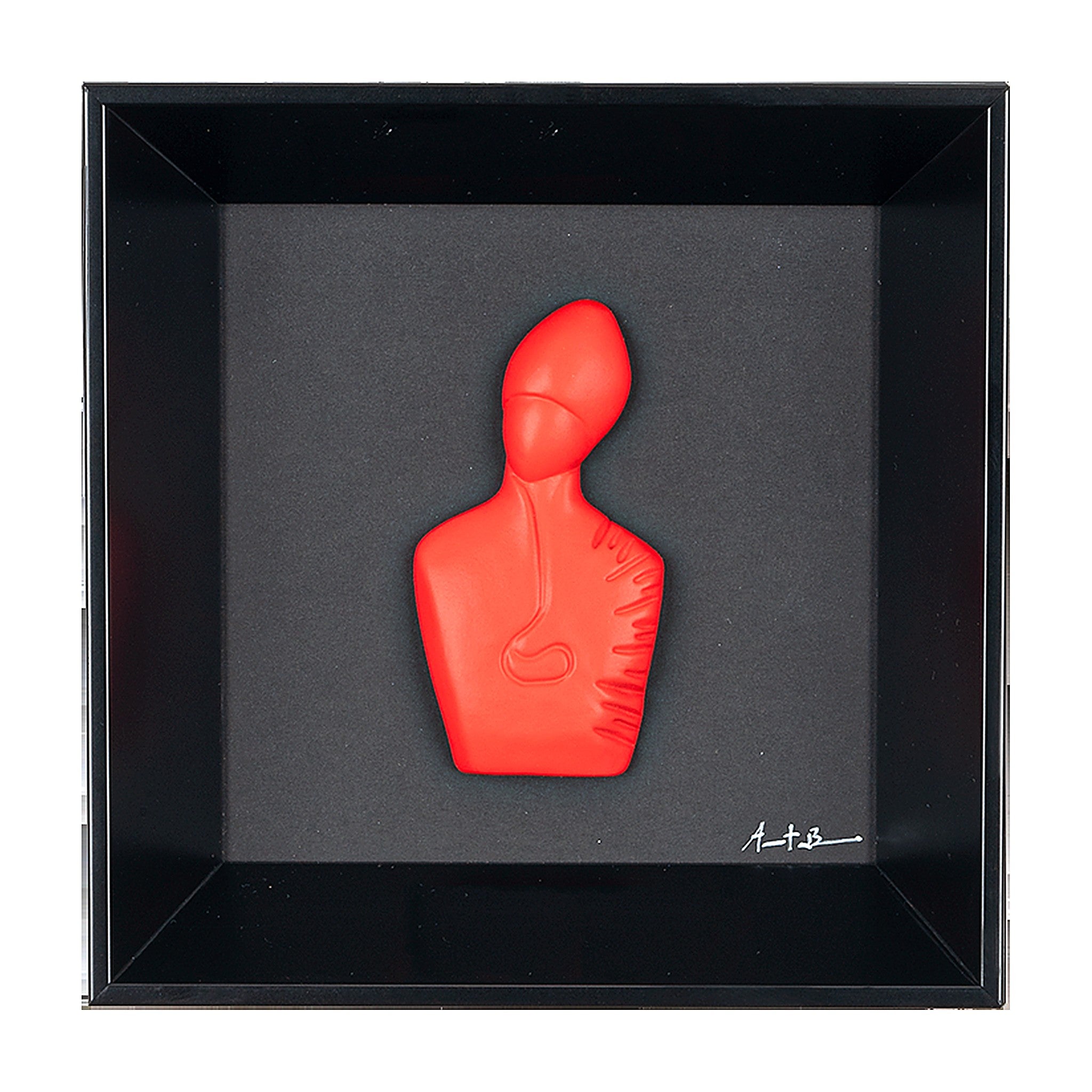 Il nuovo San Gennaro - scultura in resina colorata su quadro fondo nero (vers. 19x19)