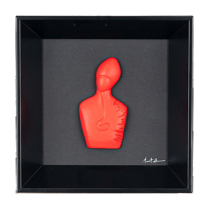 Il nuovo San Gennaro - scultura in resina colorata su quadro fondo nero (vers. 19x19)