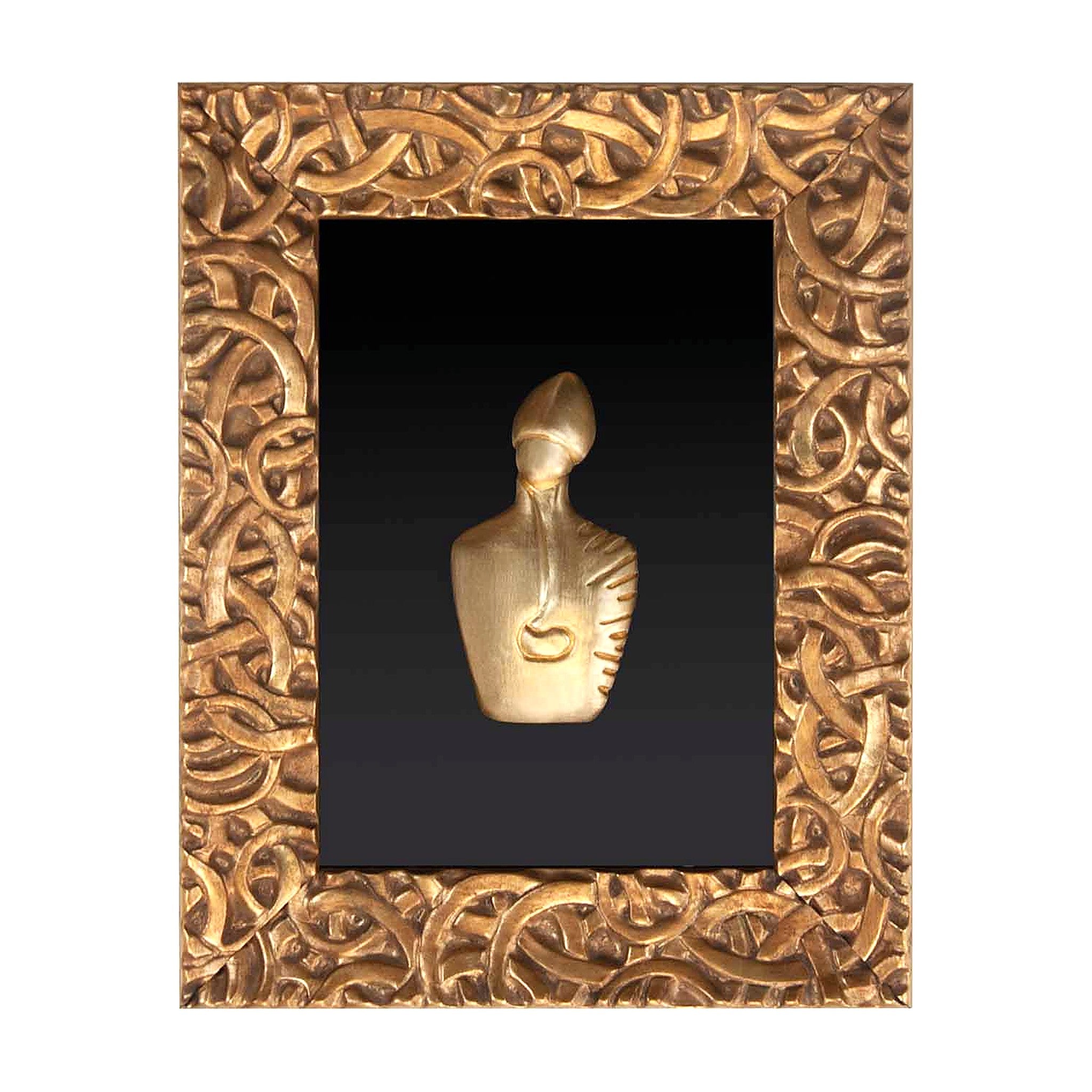 Il nuovo San Gennaro - scultura in resina foglia oro su vetro in cornice barocca