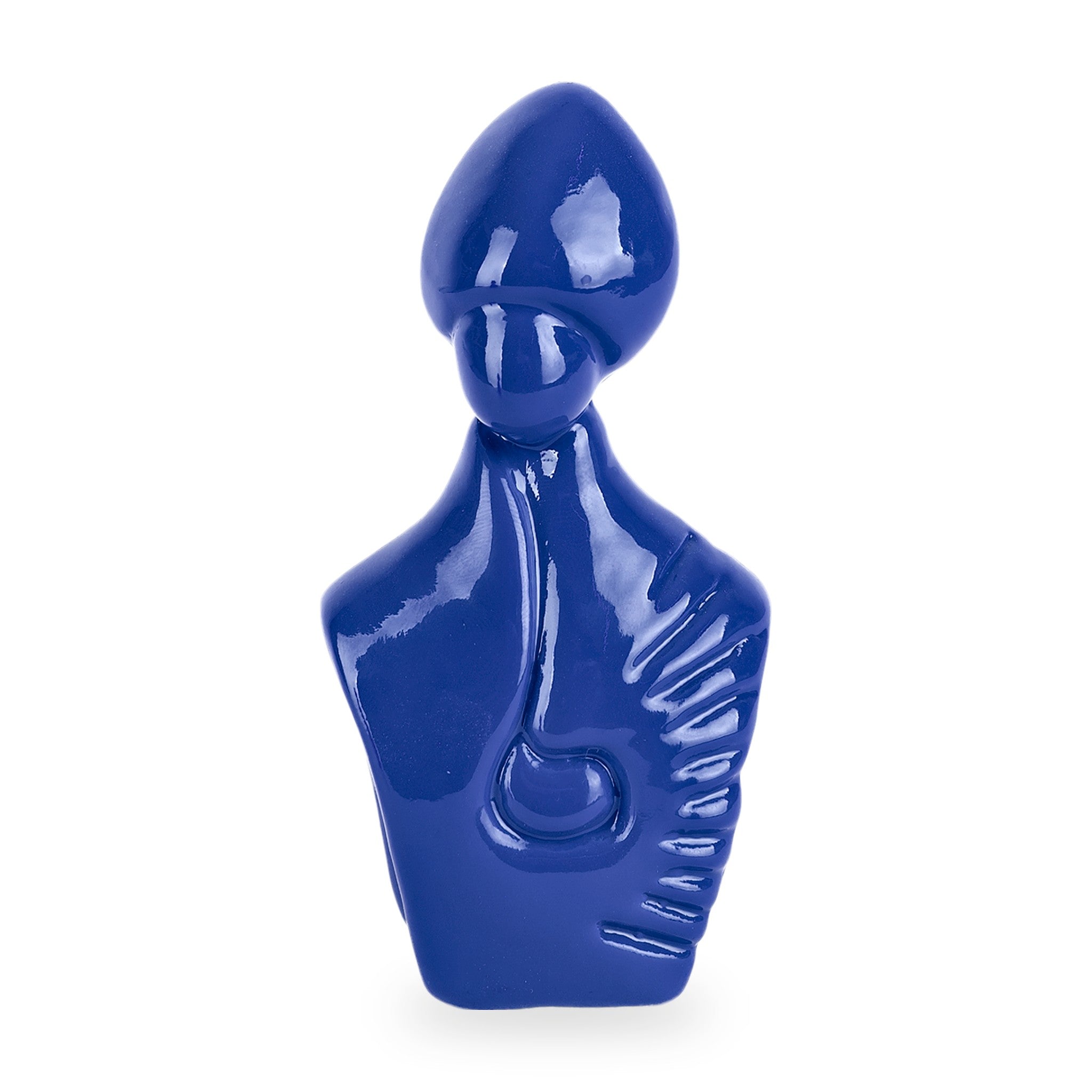 il nuovo San Gennaro - scultura in terracotta blu smaltata a freddo con finitura lucida da 10 cm