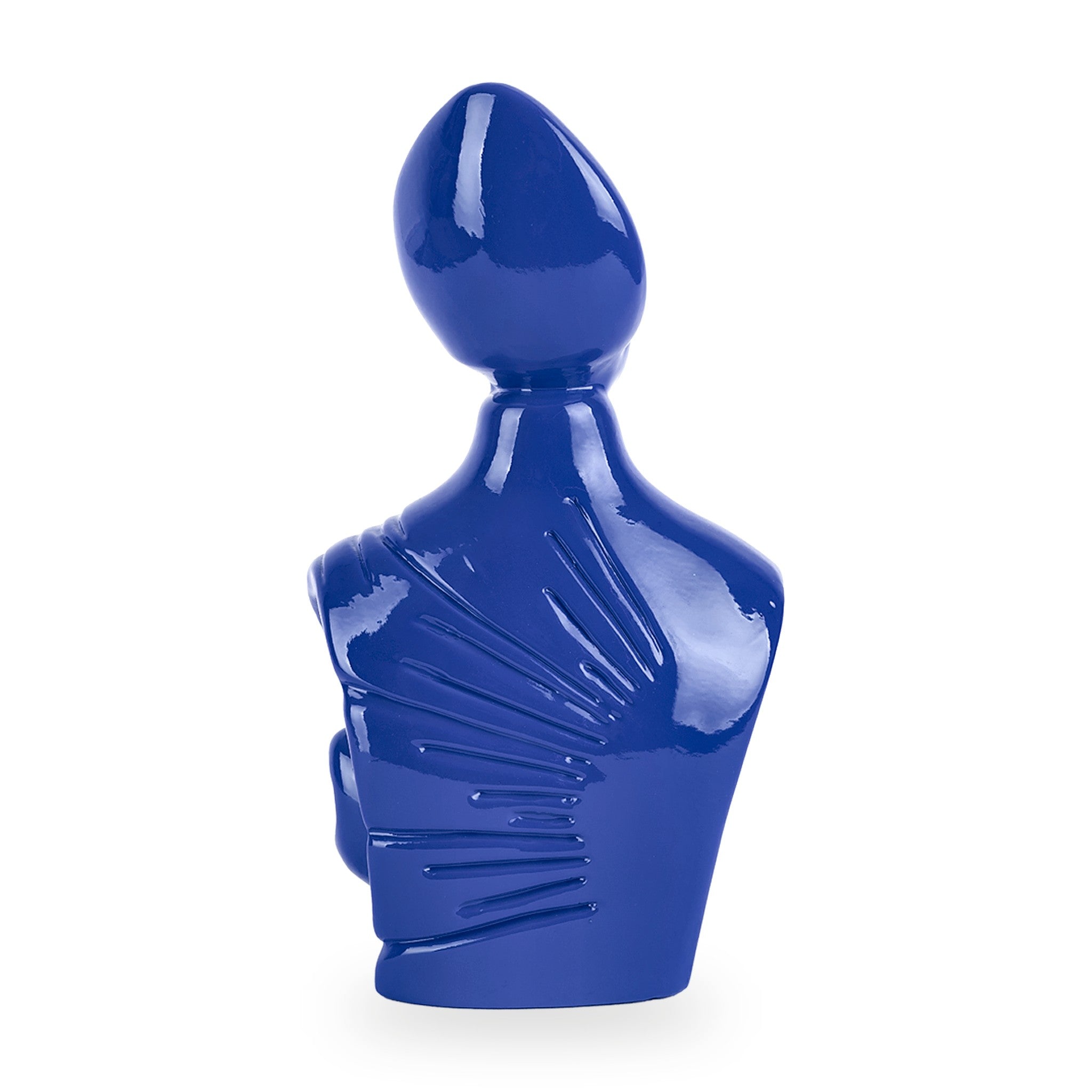 il nuovo San Gennaro - scultura in terracotta blu smaltata a freddo con finitura lucida da 10 cm