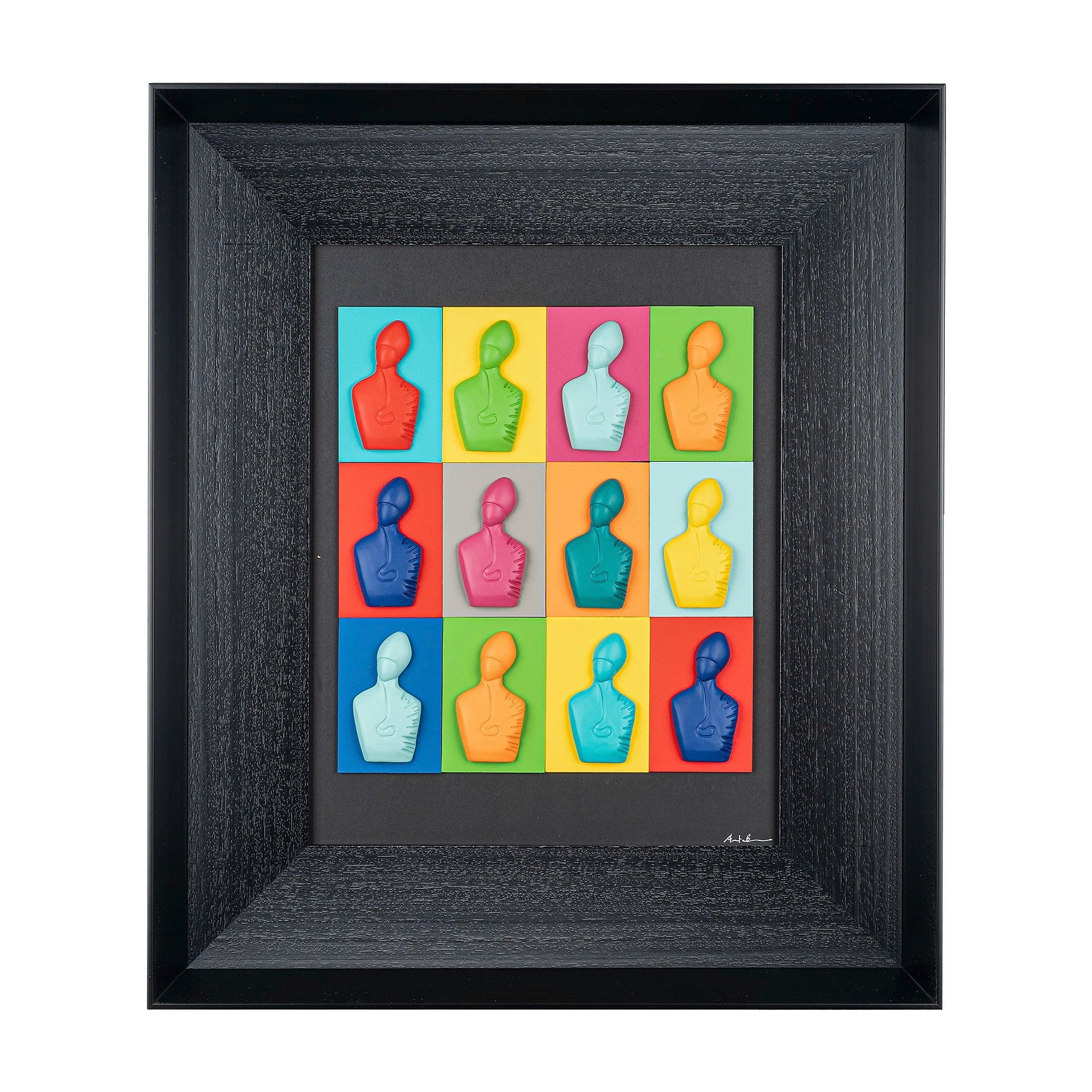 The new San Gennaro - resin sculptures on colored cards in a black background (vers. 60x70)