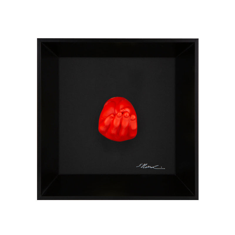 But what's wrong? - the language of hands with resin sculpture and black background painting with Italian handcrafted frame