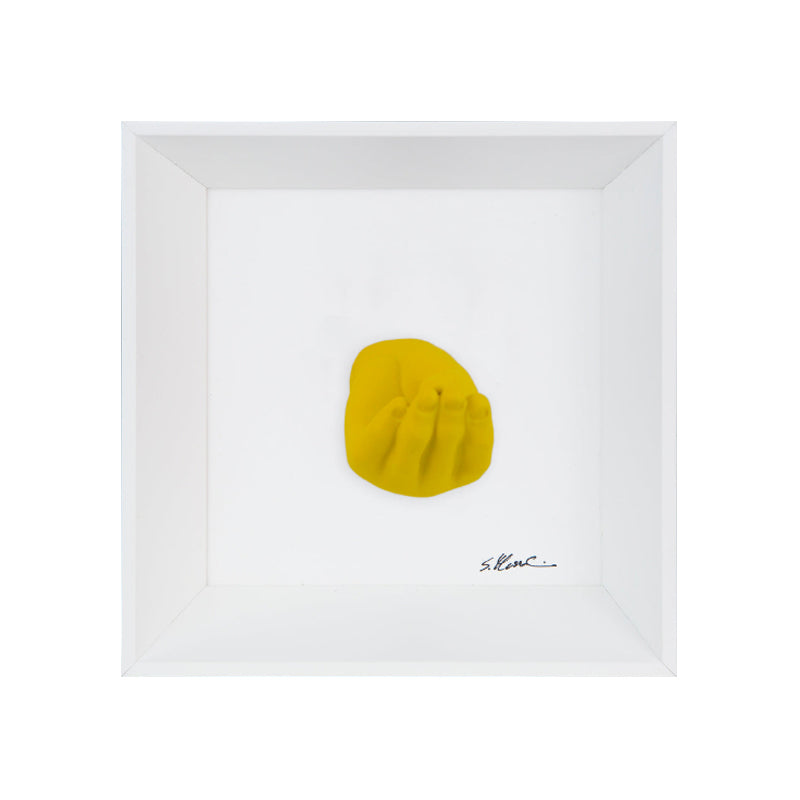 Ma che vvuò - the language of the hands with resin sculpture and white background painting with Italian handcrafted frame
