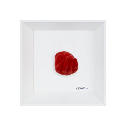 Ma che vvuò - the language of the hands with resin sculpture and white background painting with Italian handcrafted frame