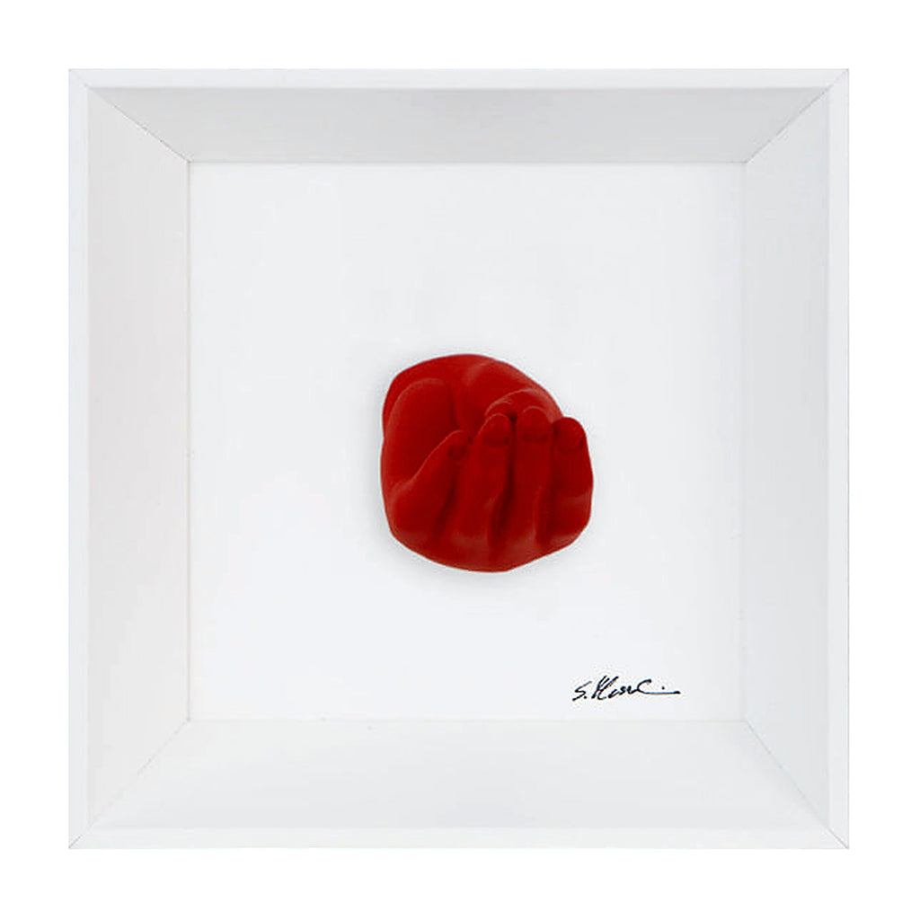 Ma che vvuò - the language of the hands with resin sculpture and white background painting with Italian handcrafted frame