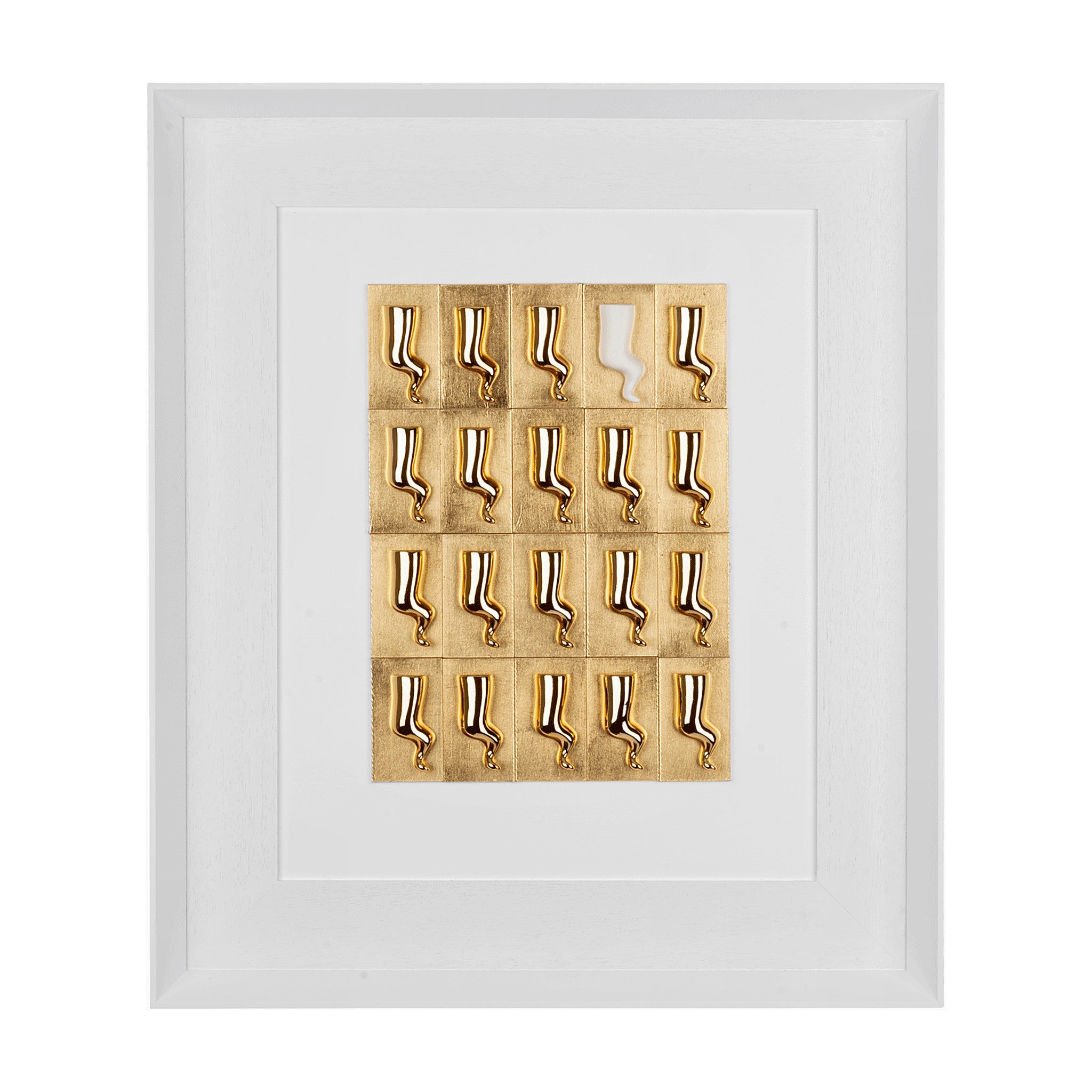 Horns - sculptures in shiny resin on a red background painting with an Italian handcrafted frame 30x30