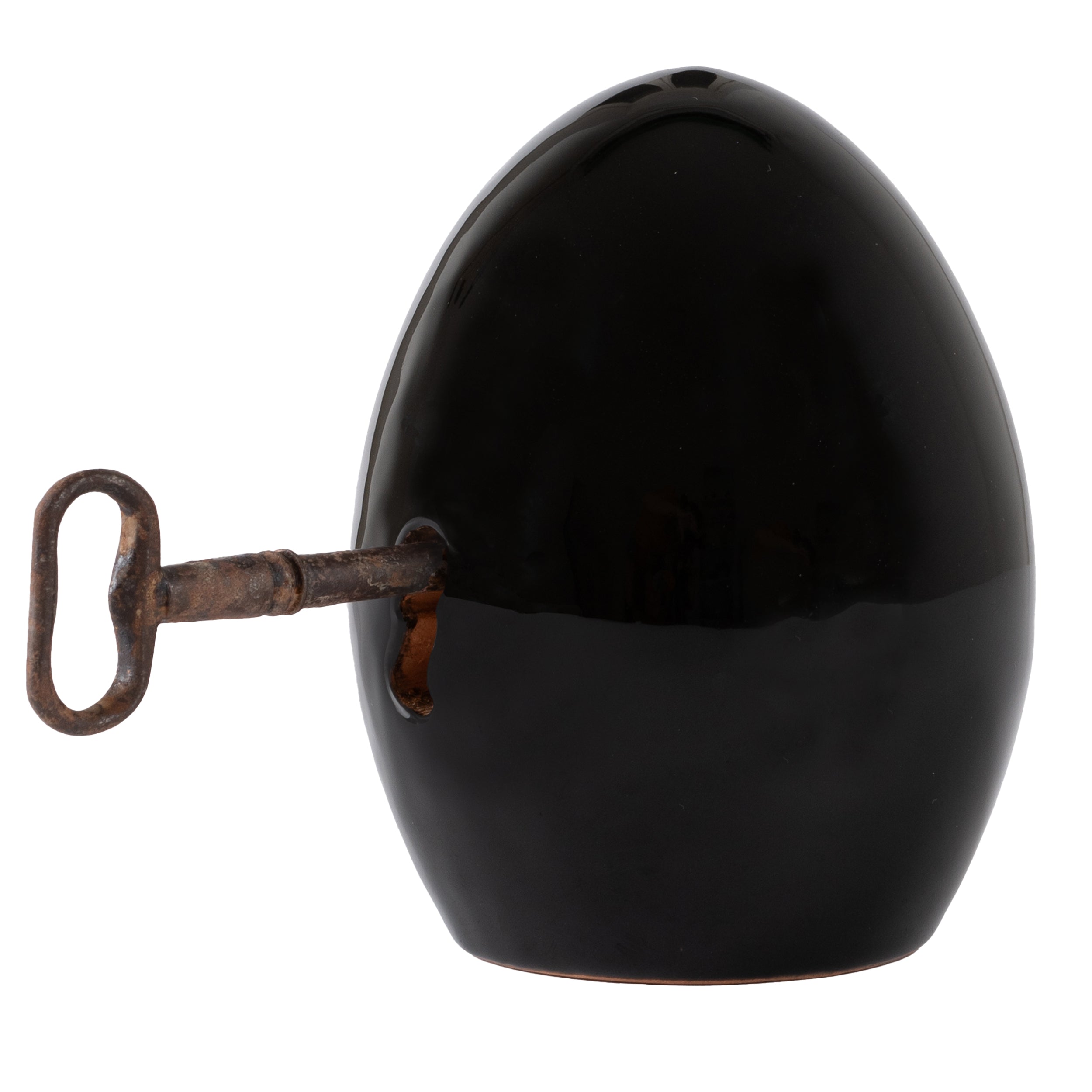 Egg of Virgil, the secrets of Naples - Sculpture in fire-glazed terracotta and iron key