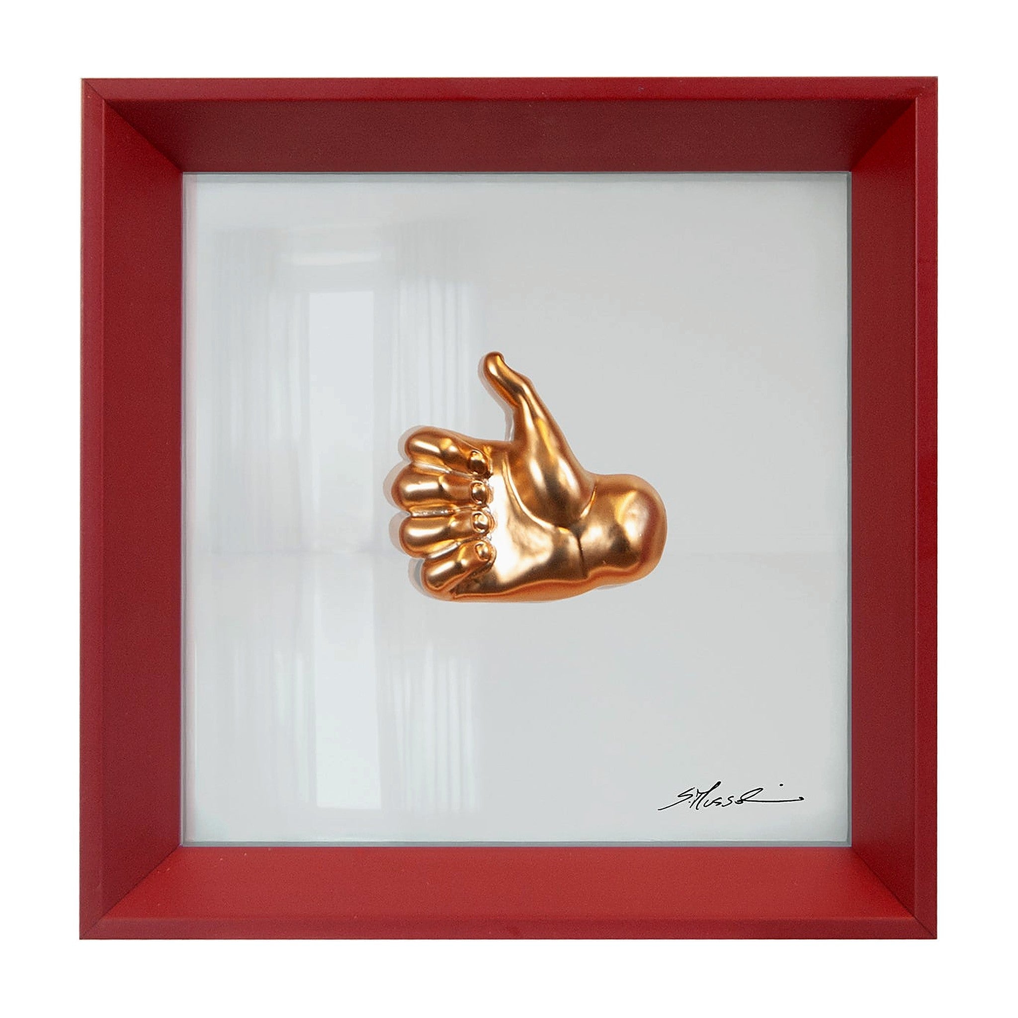 'O Like - colored terracotta sculpture of "The Language of Hands"