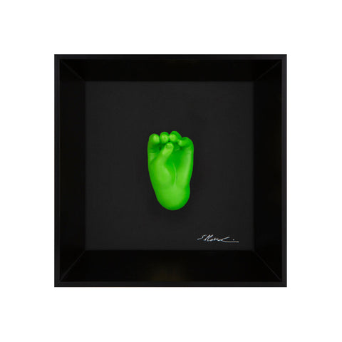 Speak, speak and then don't do anything - the language of the hands with resin sculpture on a black background painting with an Italian handcrafted frame