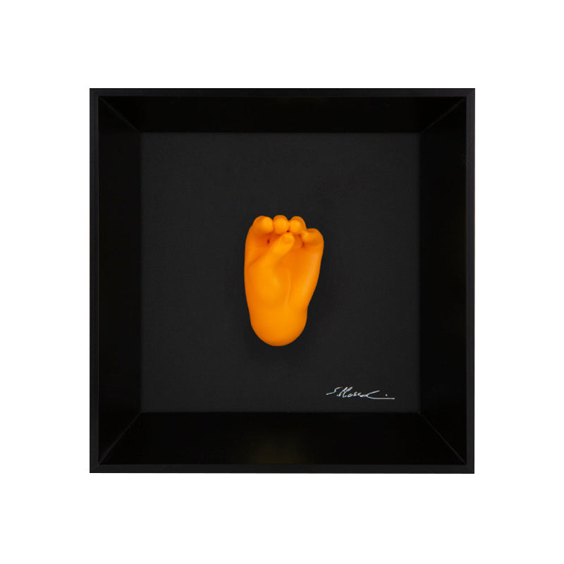 Speak, speak and then don't do anything - the language of the hands with resin sculpture on a black background painting with an Italian handcrafted frame
