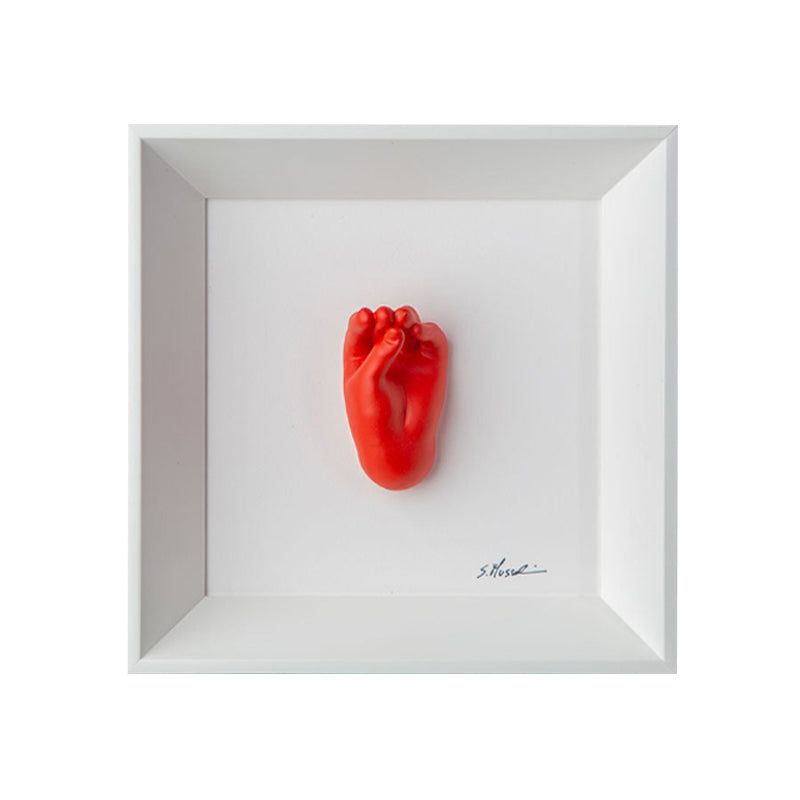 Speak, speak and then don't do anything - the language of the hands with resin sculpture on a white background painting with an Italian handcrafted frame
