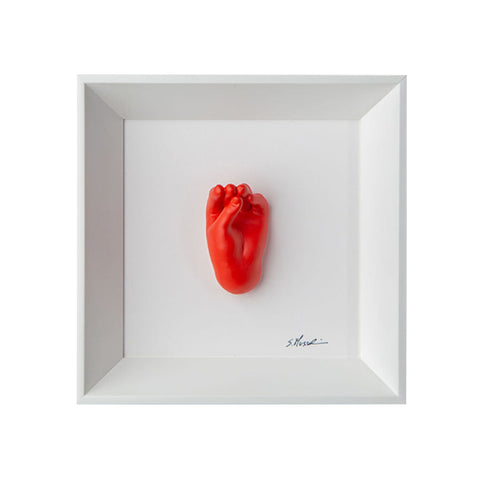 Speak, speak and then don't do anything - the language of the hands with resin sculpture on a white background painting with an Italian handcrafted frame