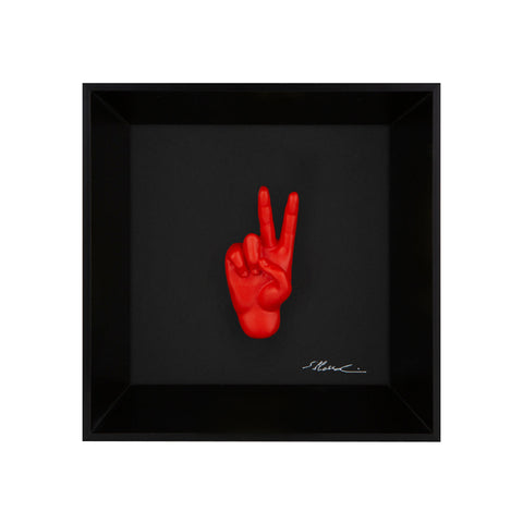 Prufessó, can I go to the bathroom? - the language of the hands with sculpture in colored resin on a black background painting with an Italian handcrafted frame