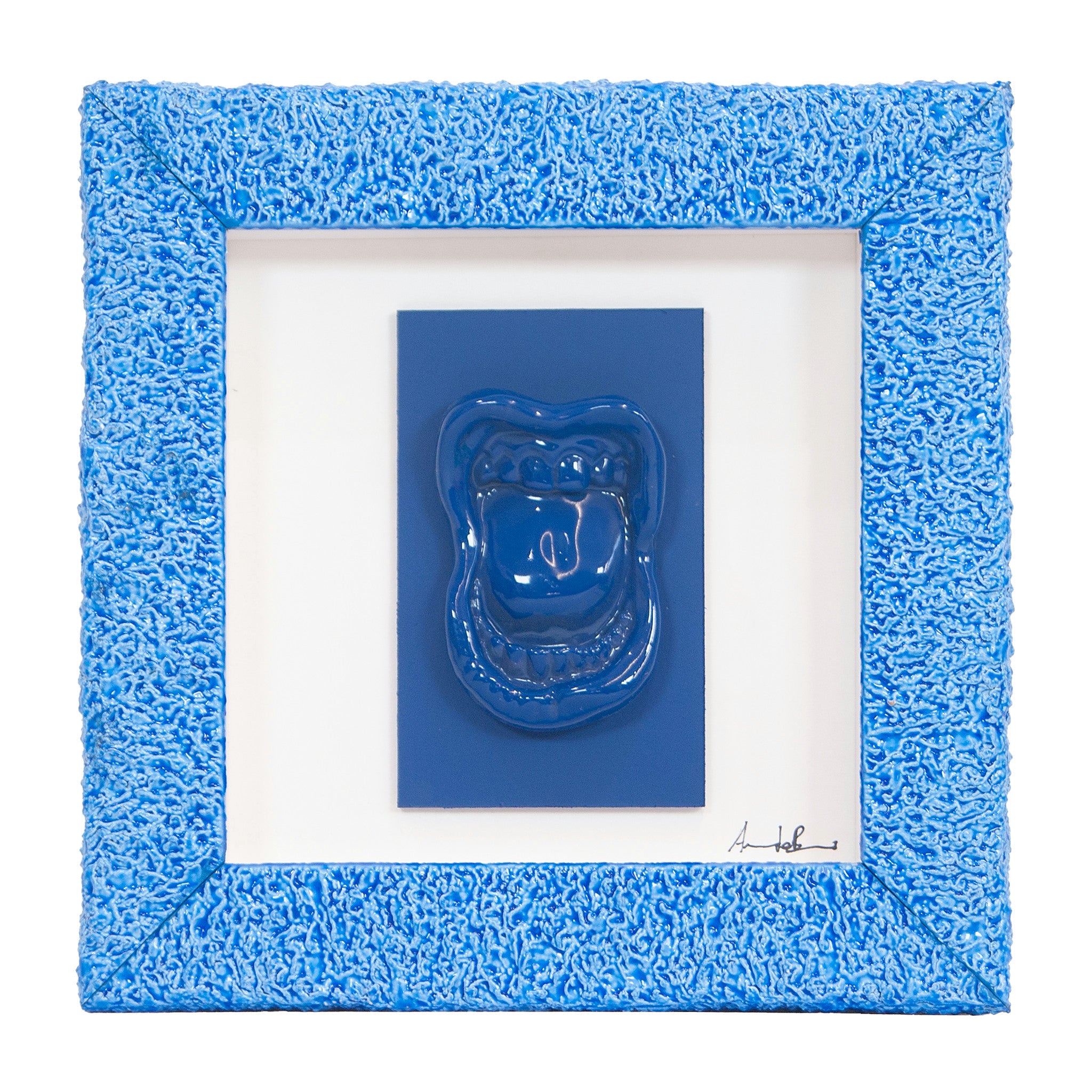 Quadro Bocche 'A Paura Monocrome Blu 19x19