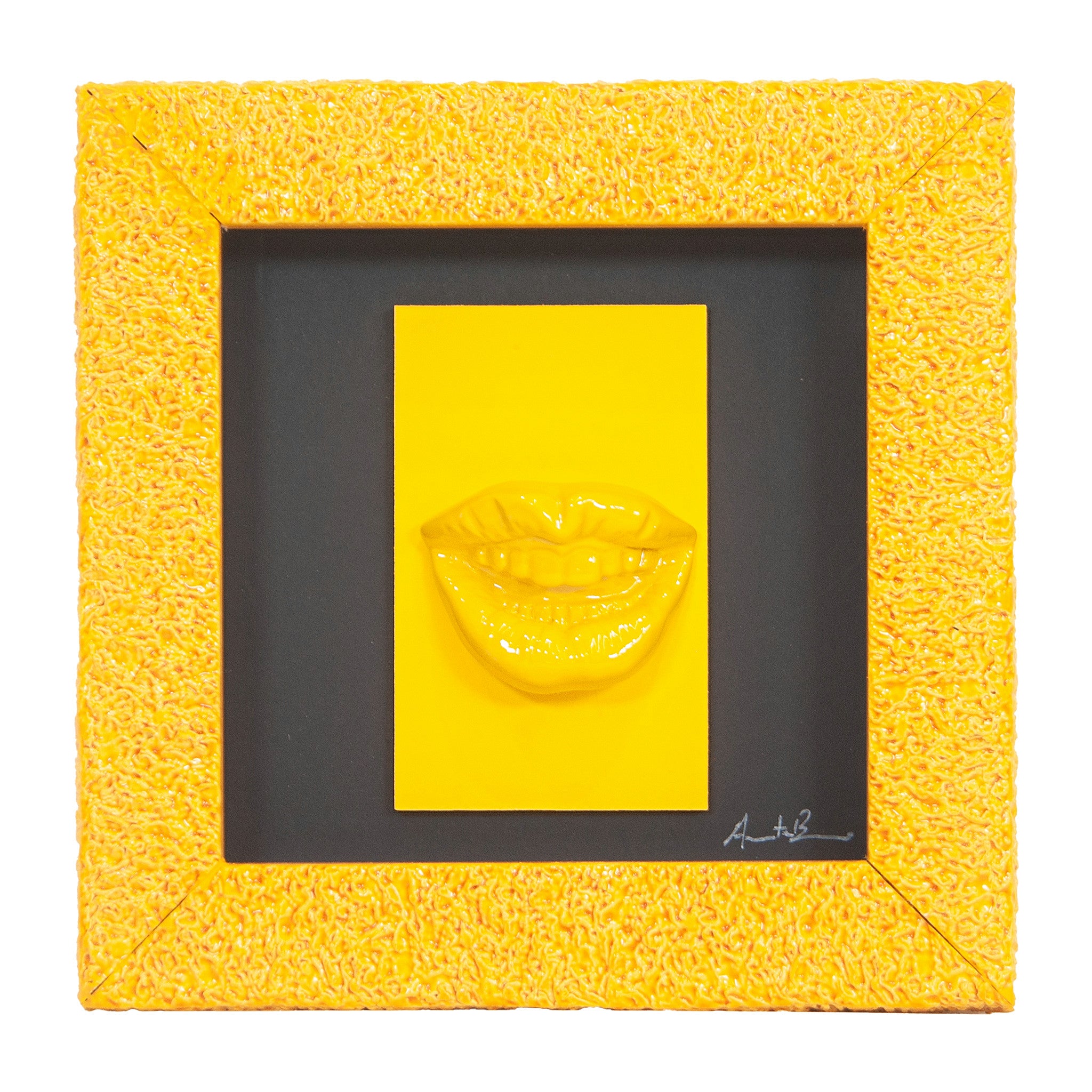 Quadro Bocche 'A Resata Monocrome Giallo 19x19