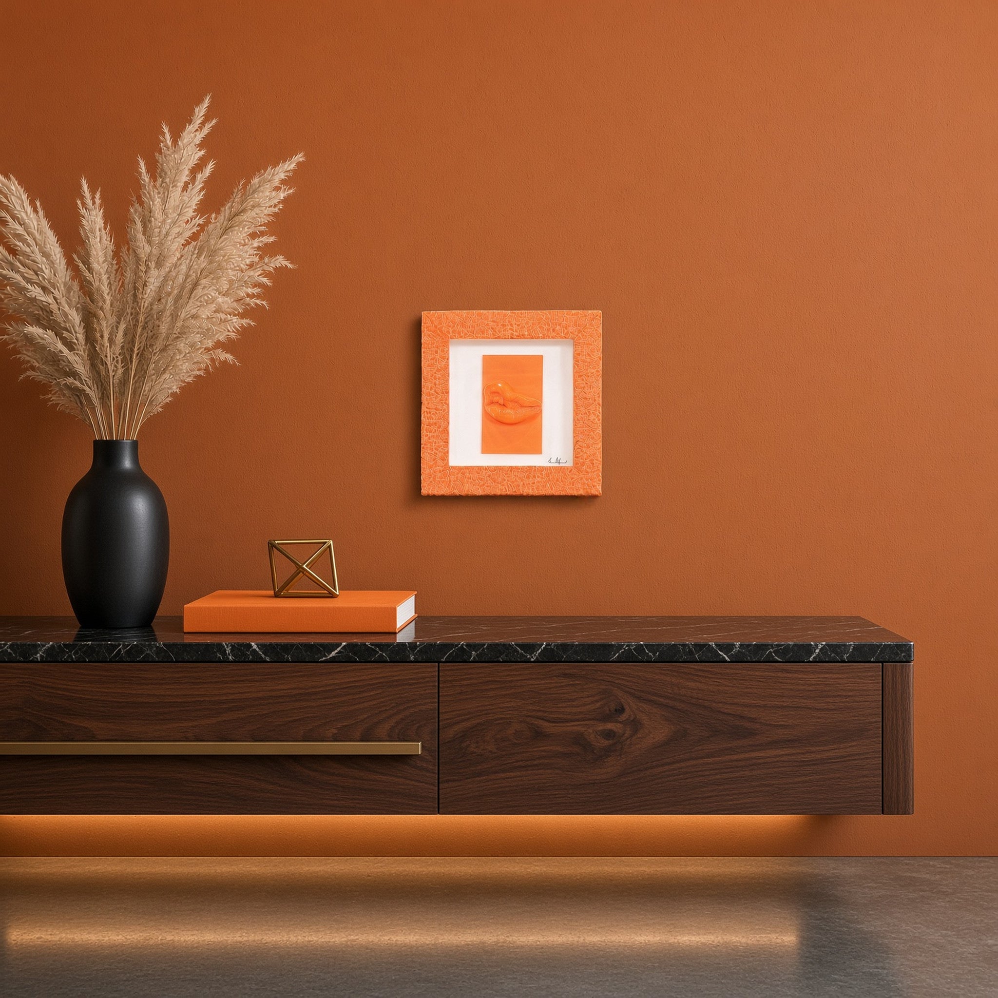 Quadro Bocche 'E Vaiasse Monocrome Arancio 19x19