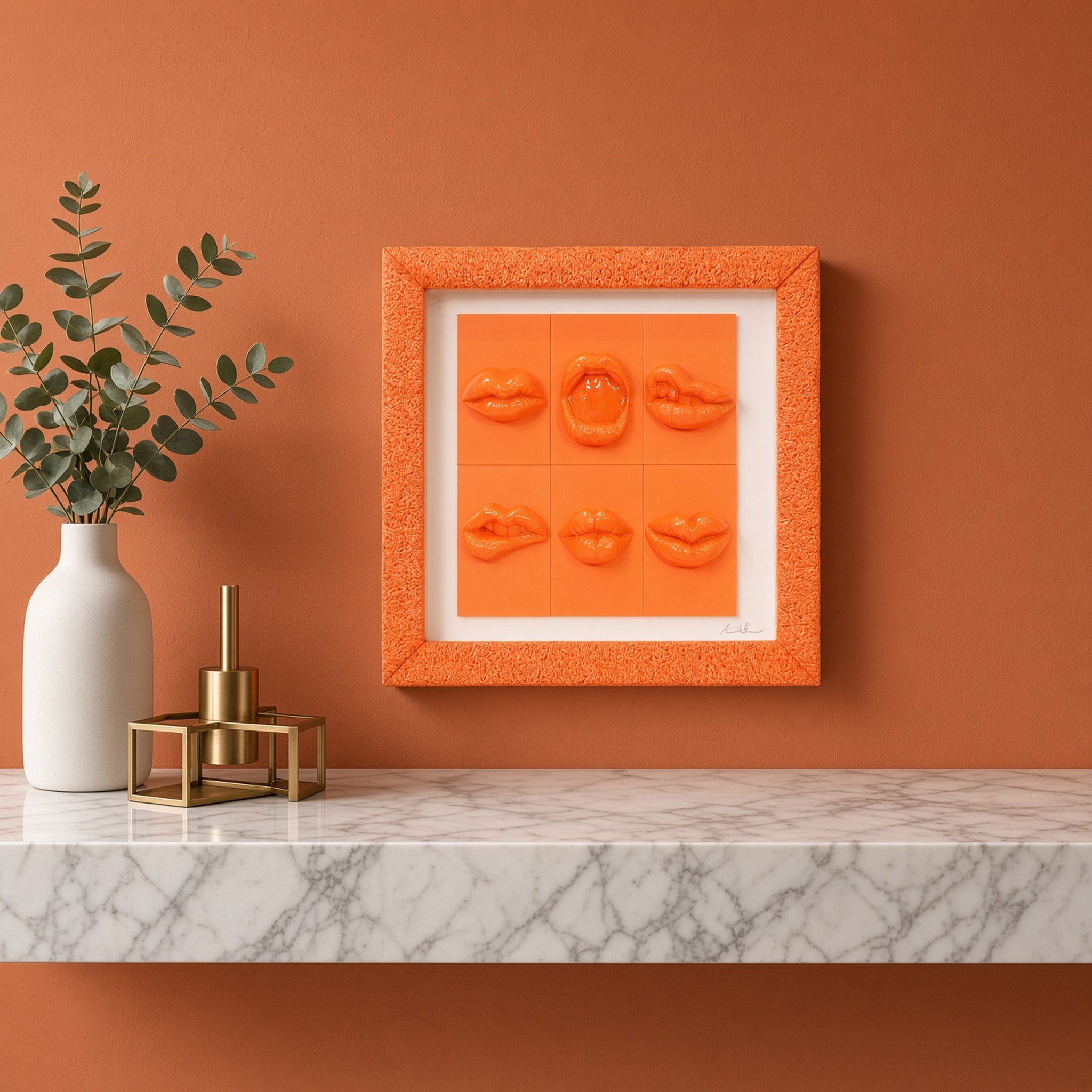 Quadro Bocche Monocrome Arancio 30x30