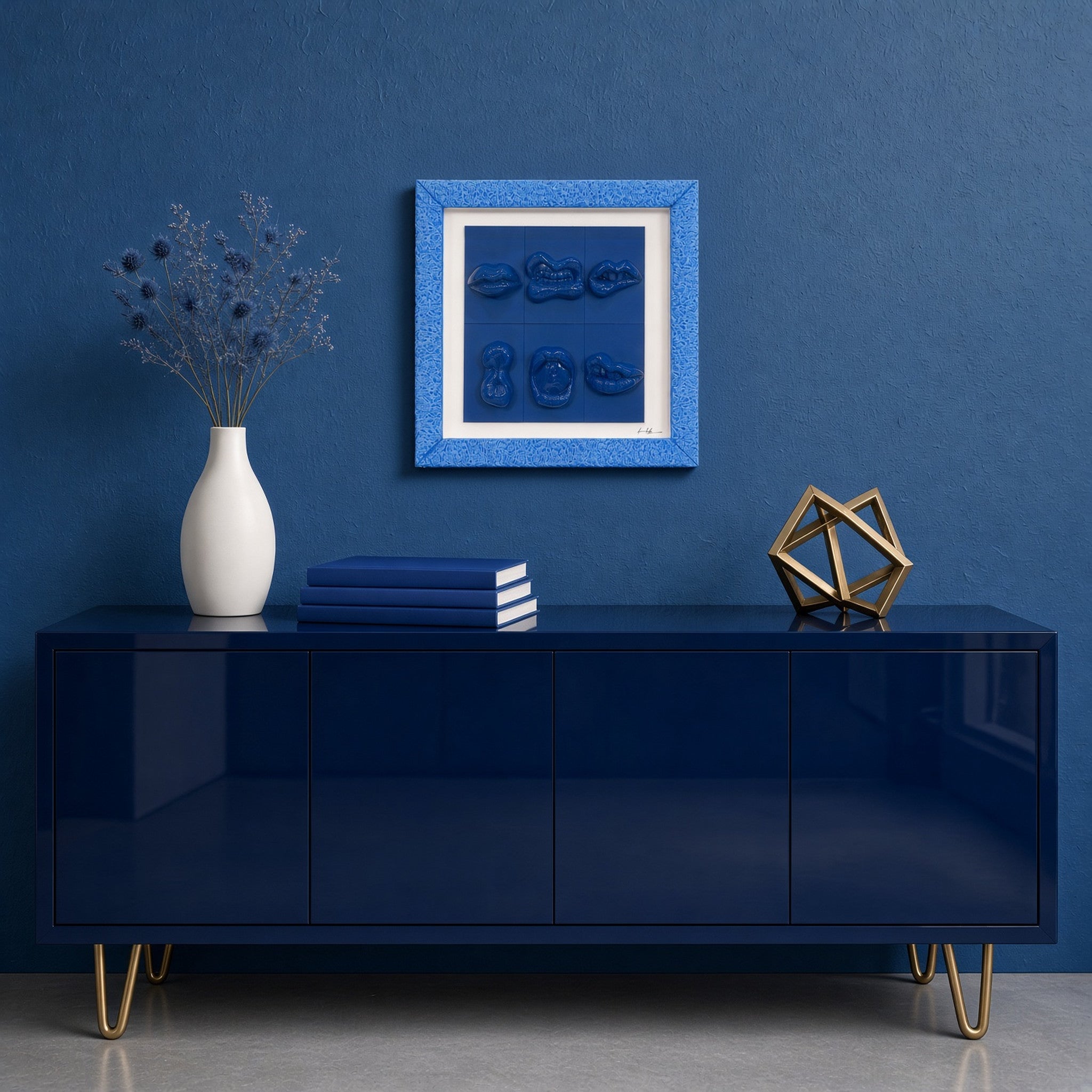 Quadro Bocche Monocrome Blu 30x30