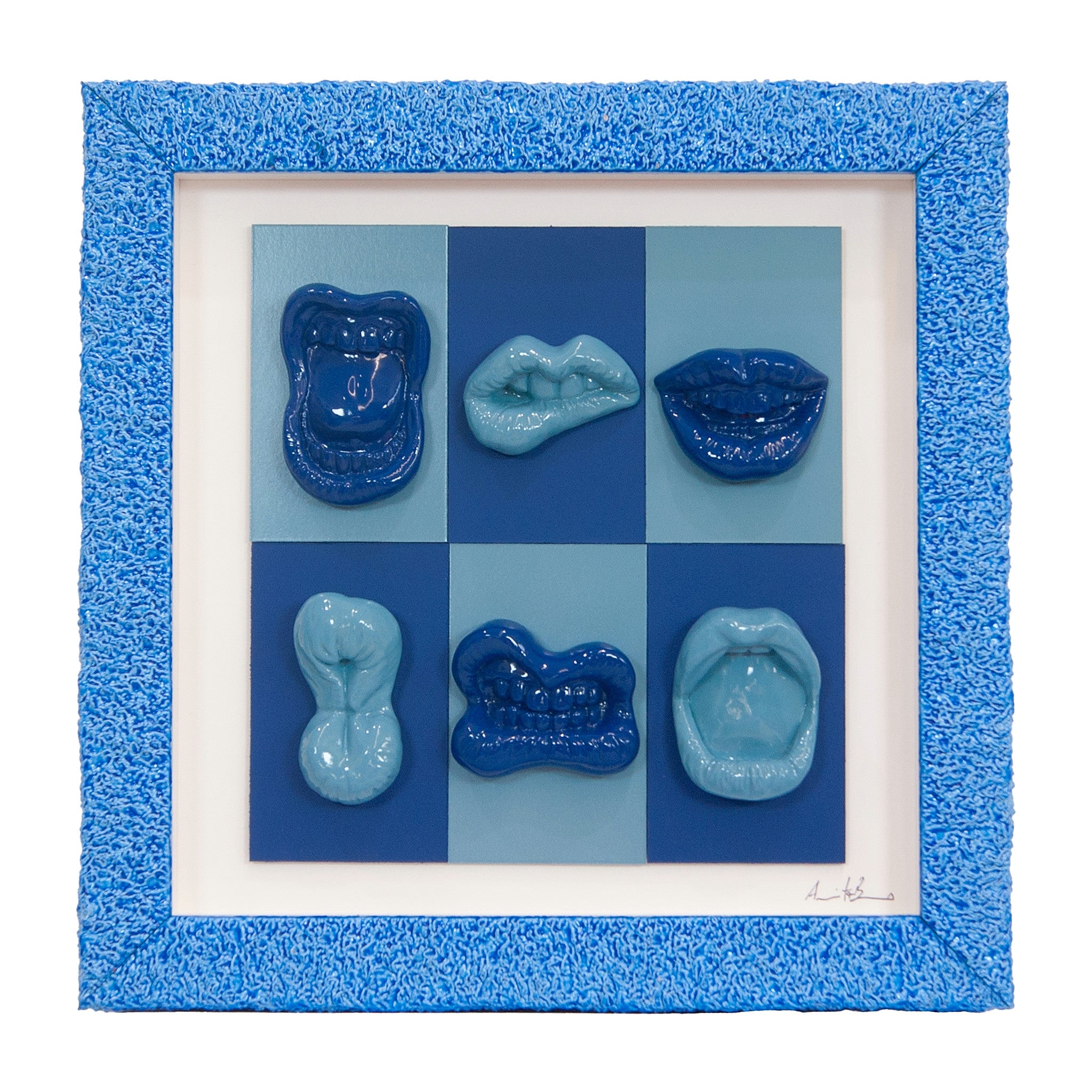 Quadro Bocche Monocrome Blu e Azzurro 30x30