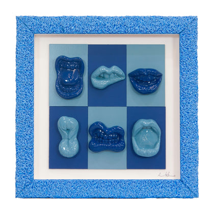Quadro Bocche Monocrome Blu e Azzurro 30x30
