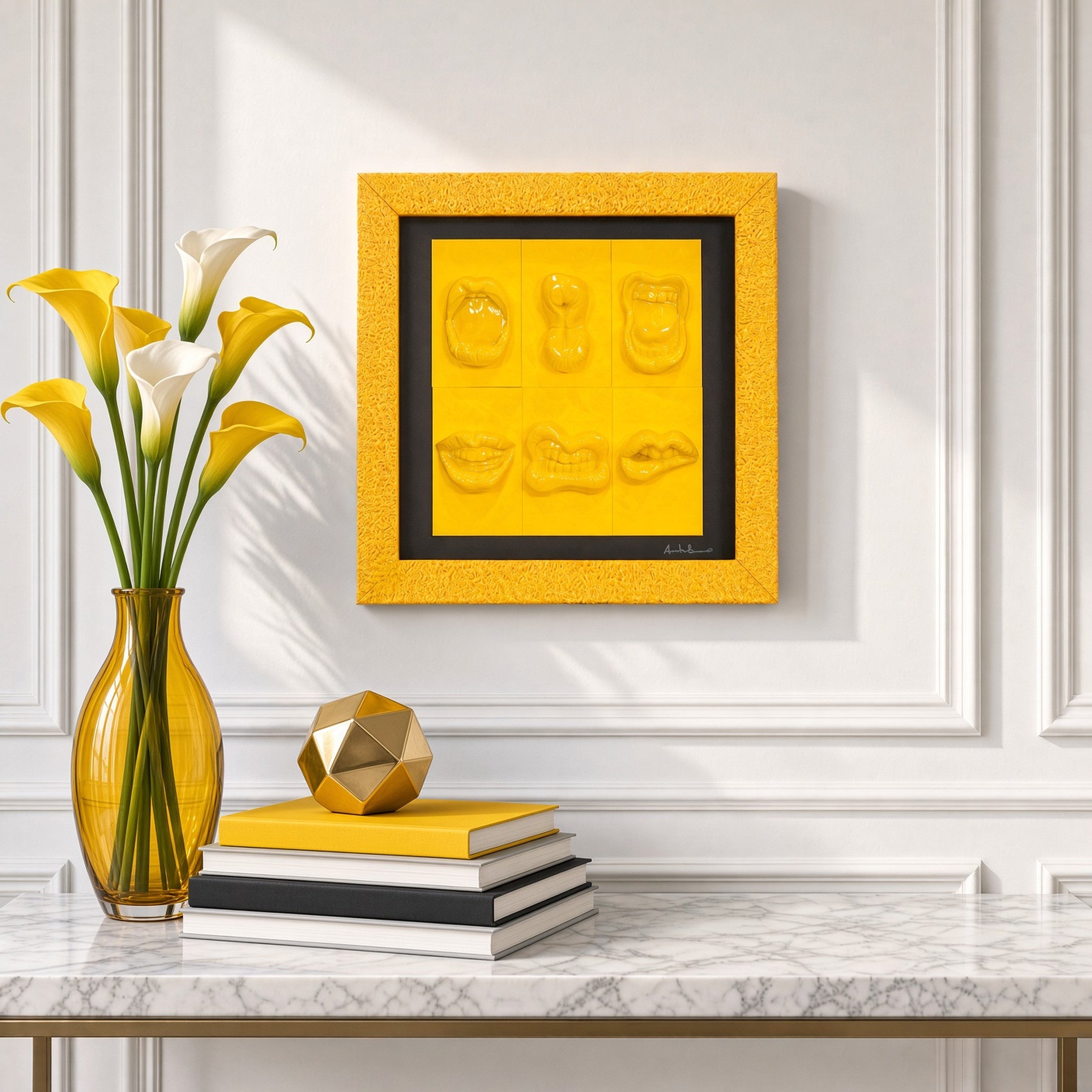 Quadro Bocche Monocrome Giallo 30x30