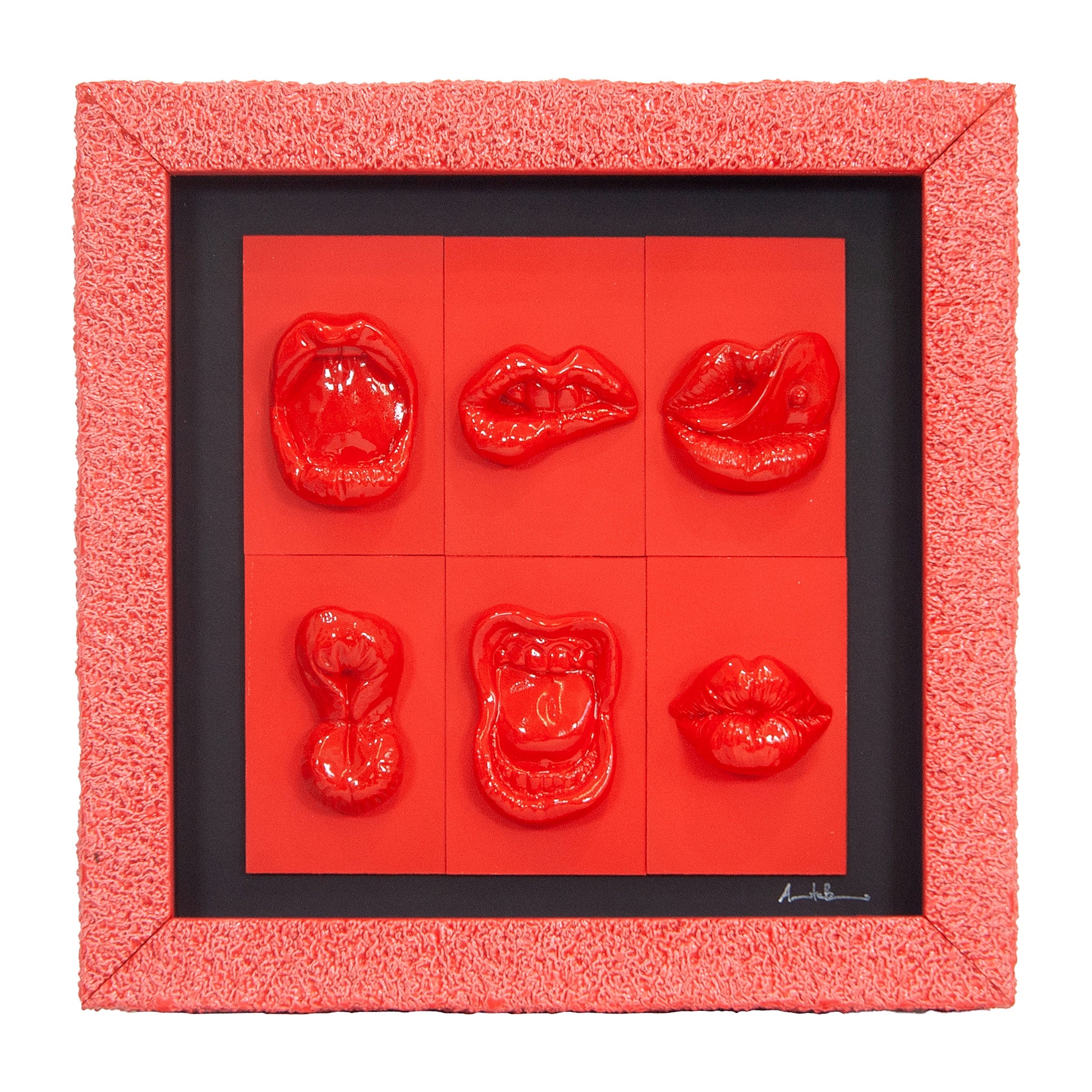 Quadro Bocche Monocrome Rosso 30x30