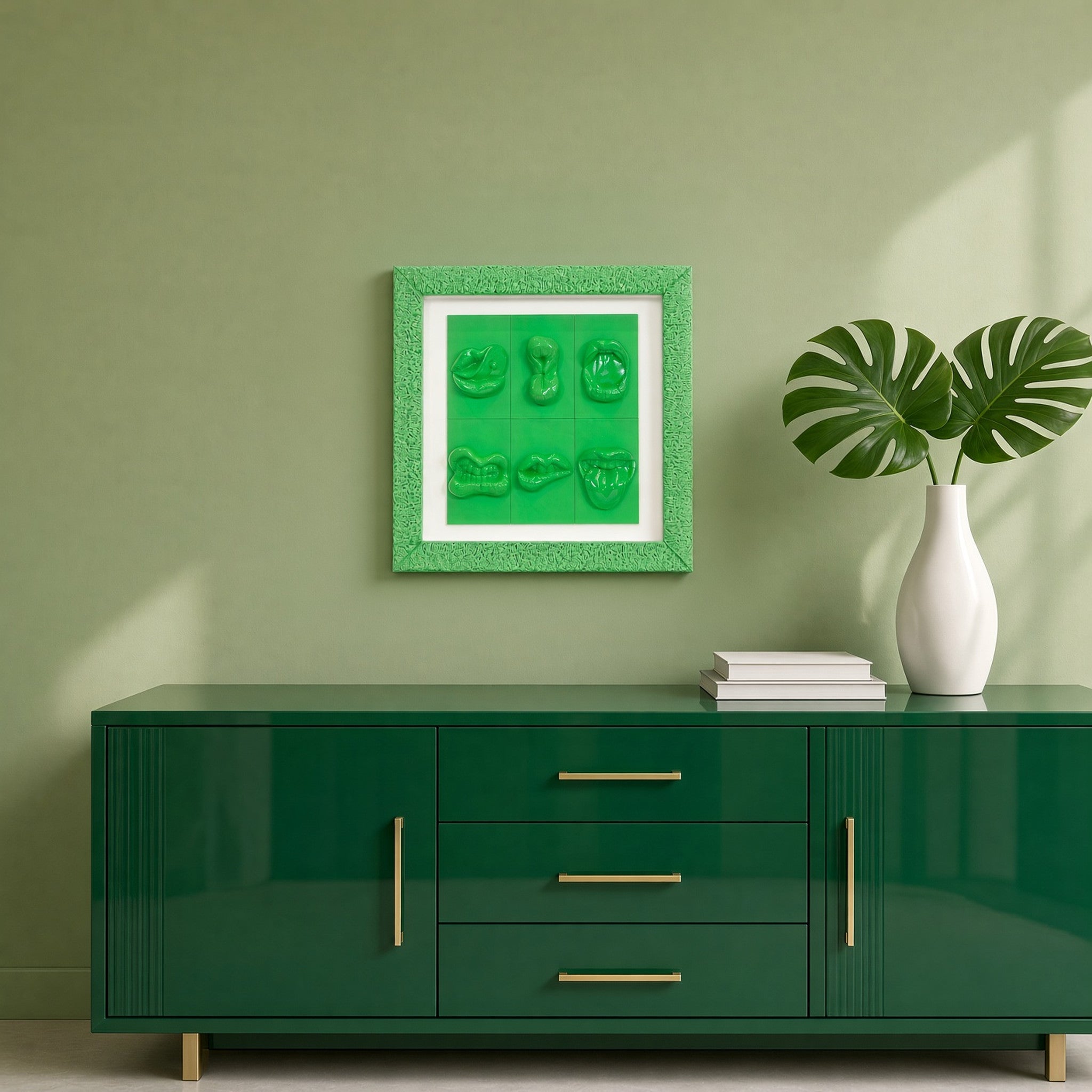 Quadro Bocche Monocrome Verde 30x30