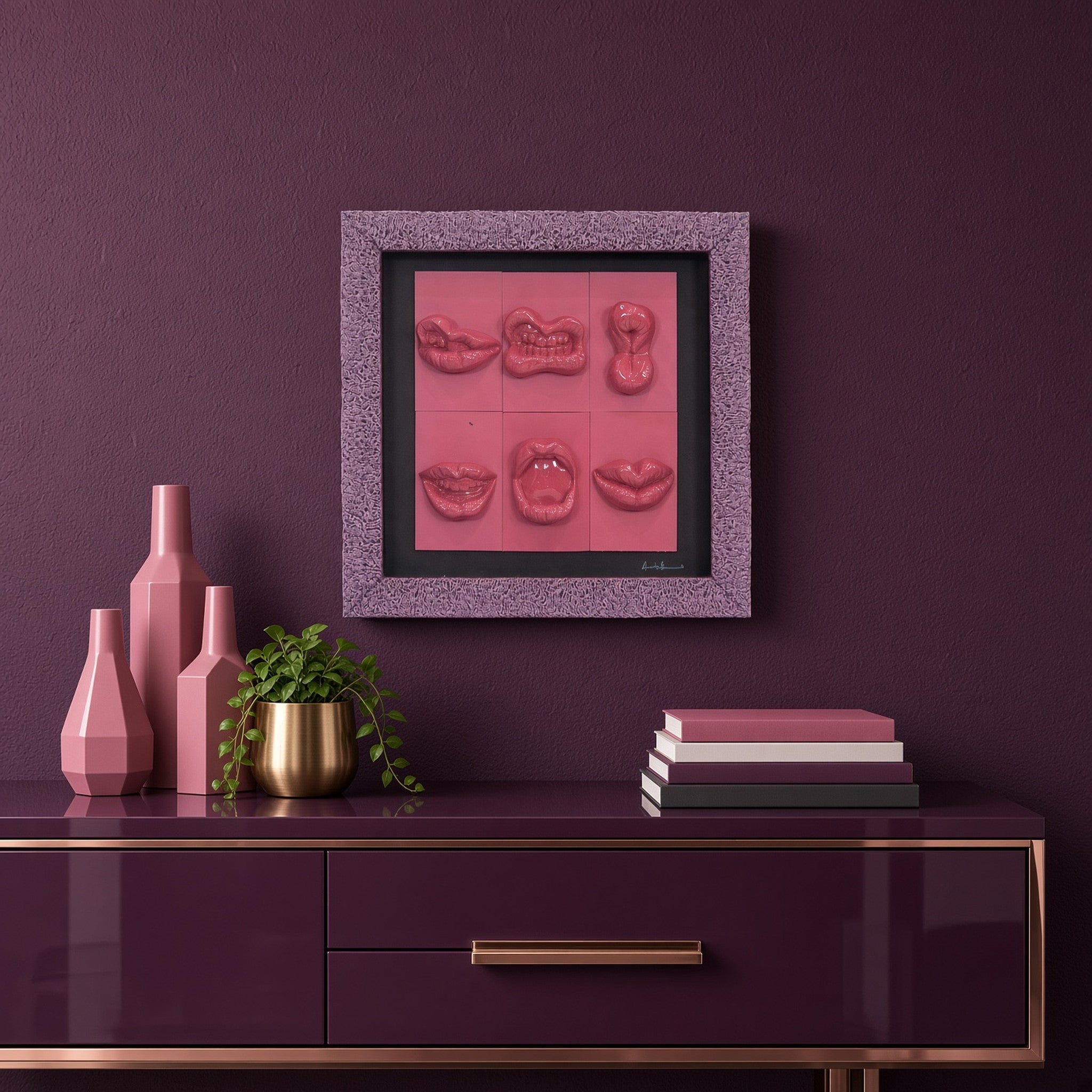 Quadro Bocche Monocrome Viola 30x30