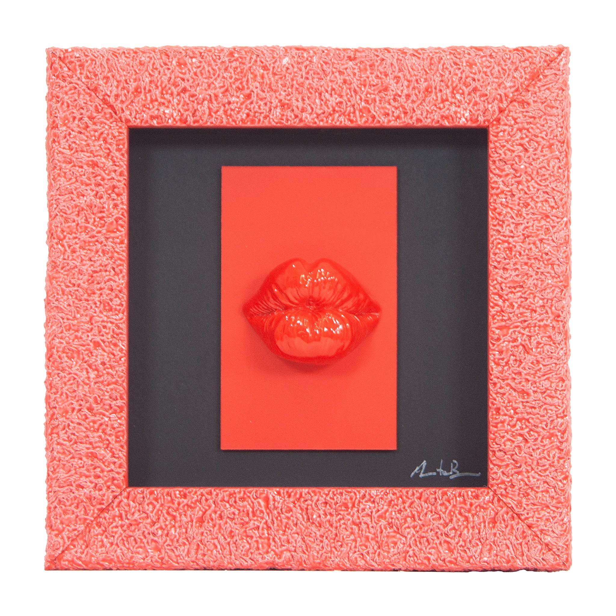 Quadro Bocche 'O Bacio Monocrome Rosso 19x19