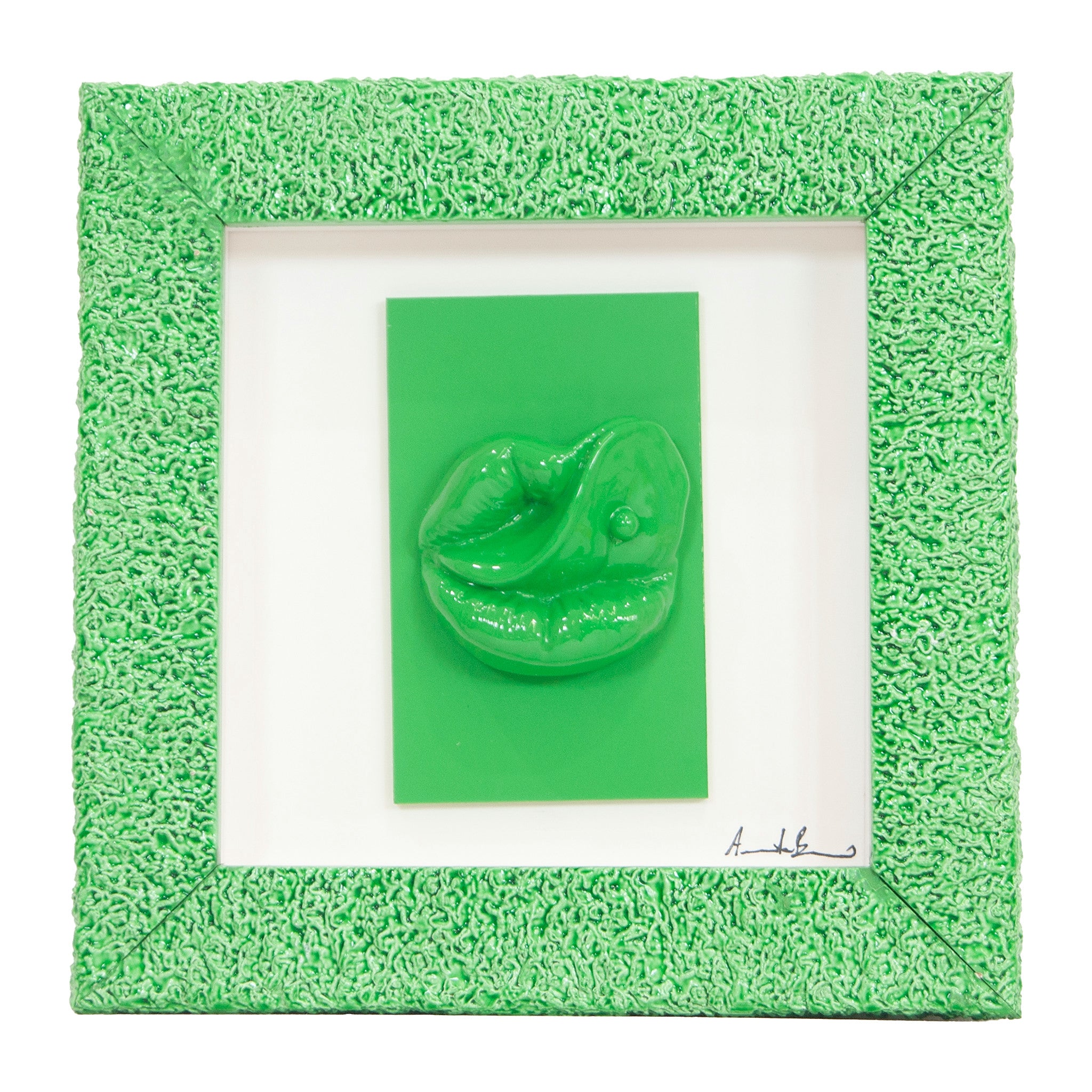 Quadro Bocche Piercing Monocrome Verde 19x19