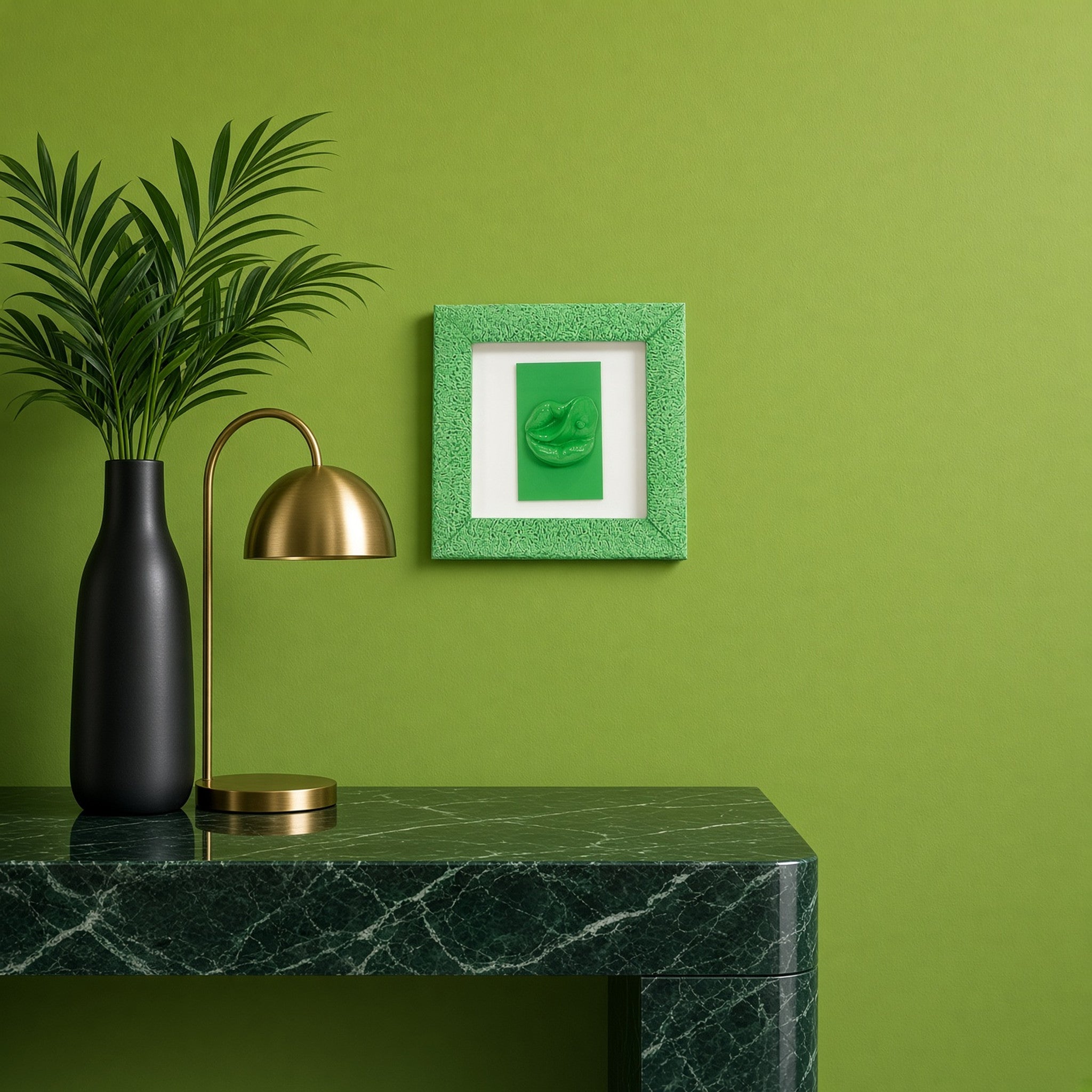 Quadro Bocche Piercing Monocrome Verde 19x19