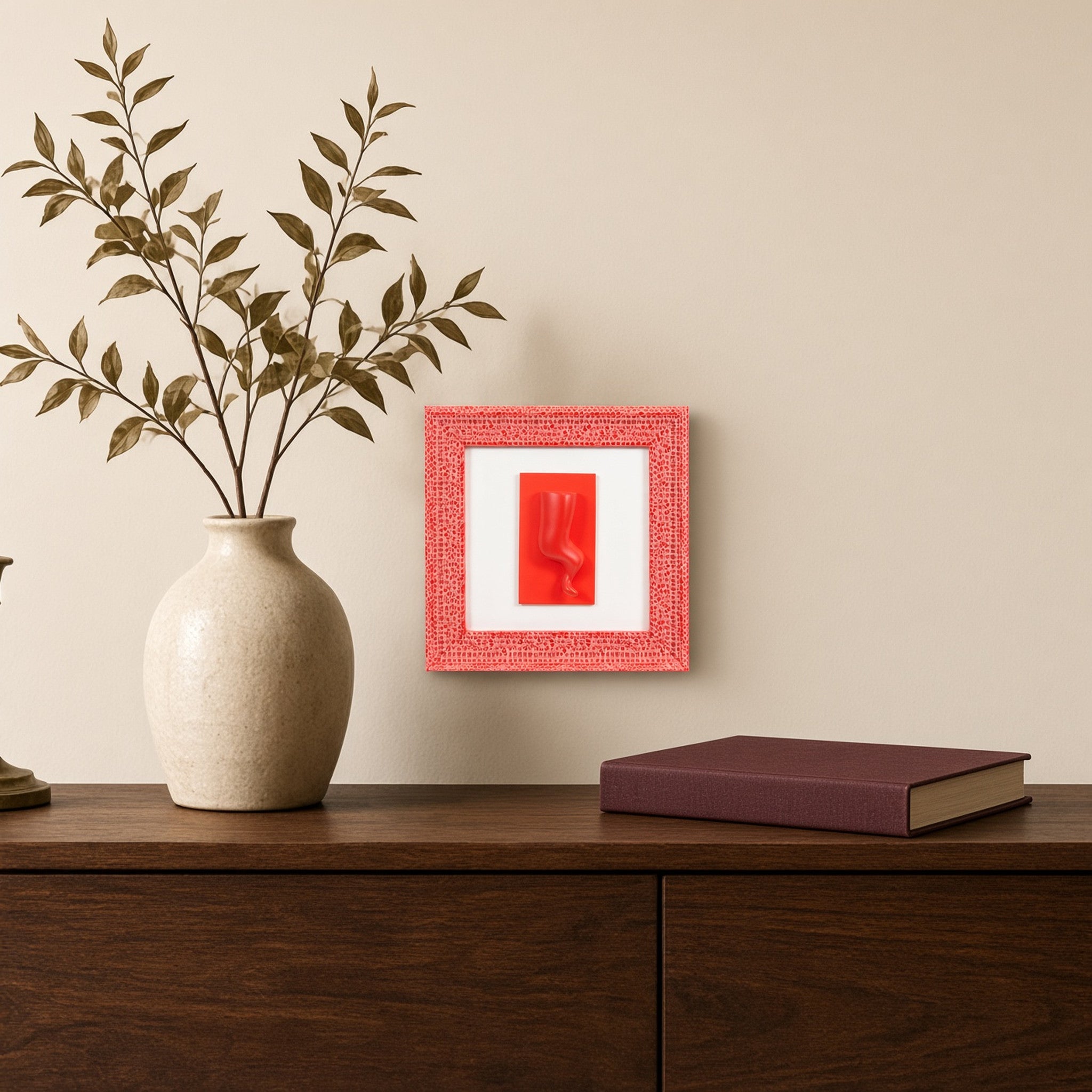 Quadro Corno Monocrome Rosso 19x19