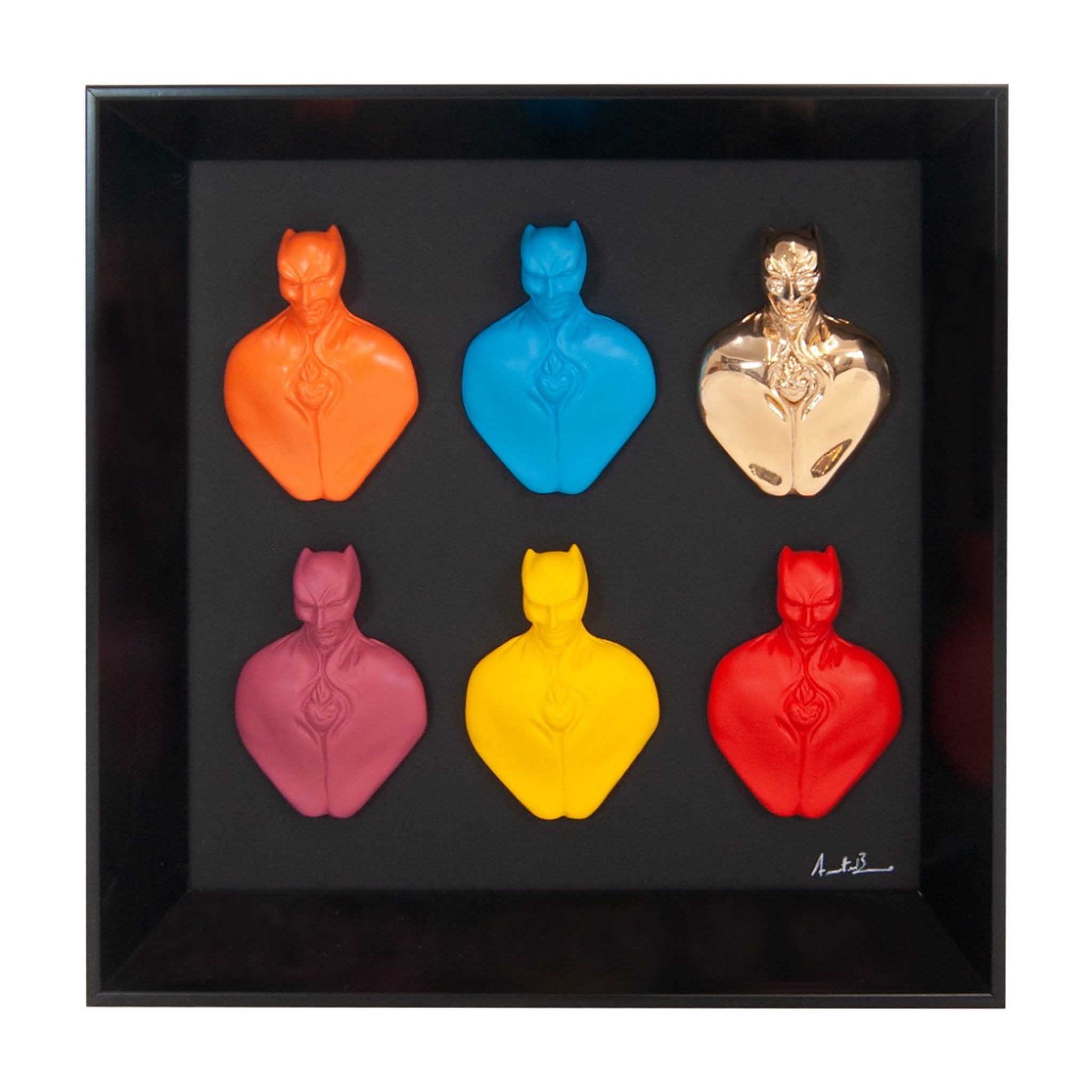 Quadro Man in Black Multicolor Cornice Nera 30x30