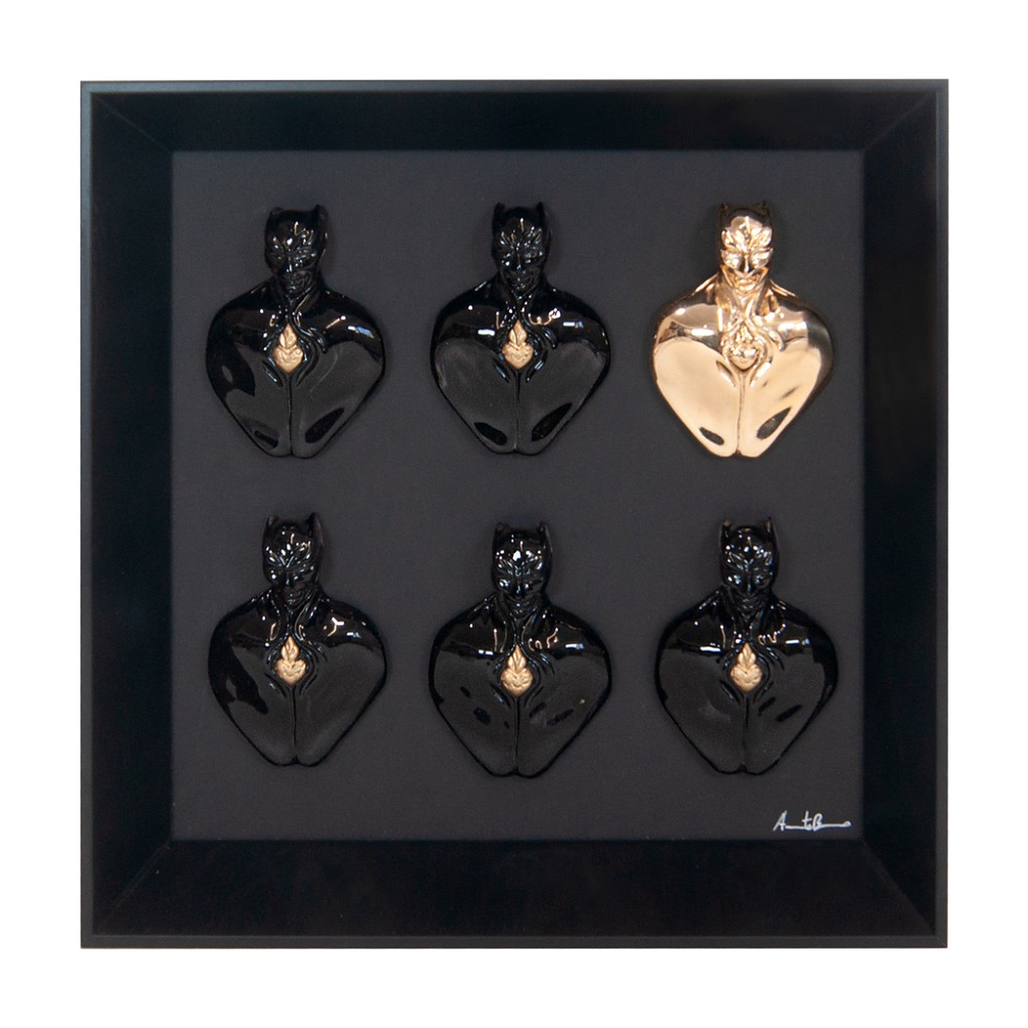 Quadro Man in Black Nero Fumé e Oro Cornice Nera 30x30